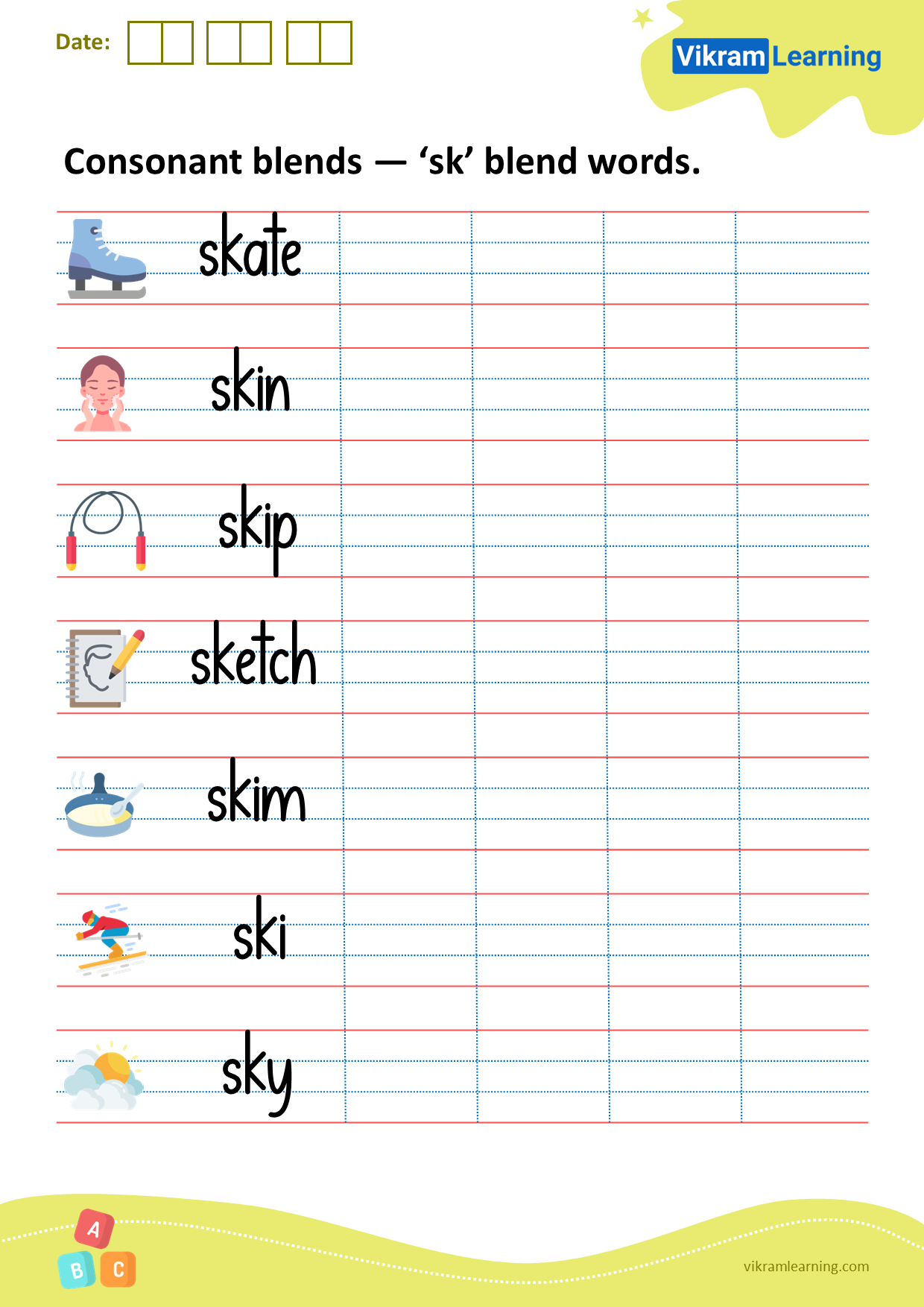 Download consonant blends — ‘sk’ blend words worksheets