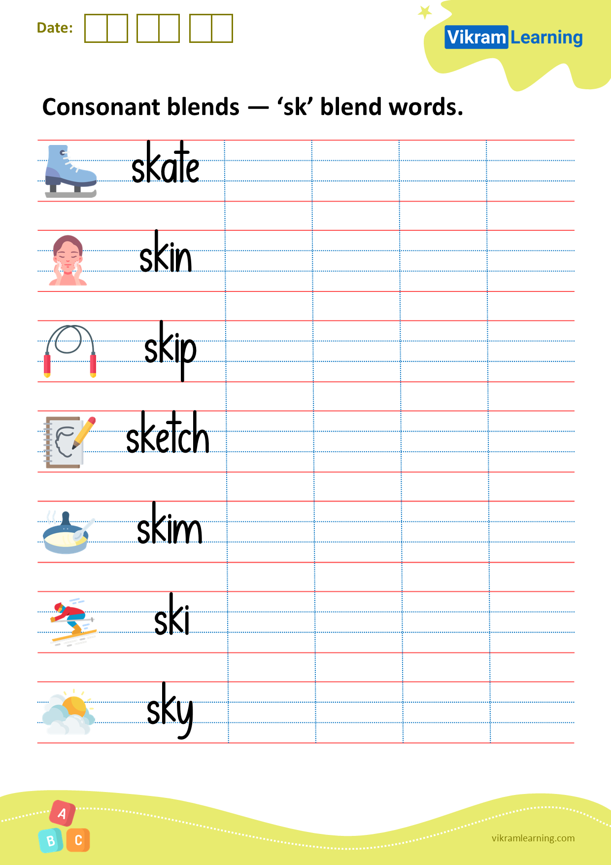 Download Consonant Blends sk Blend Words Worksheets 