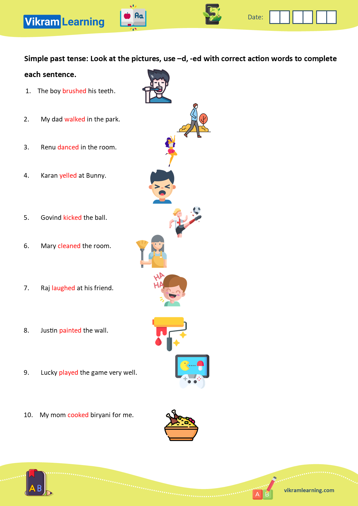 Download types of tenses:  explanation of simple preset tense explanation, present continuous tense, simple past tense with examples, worksheets on tenses worksheets