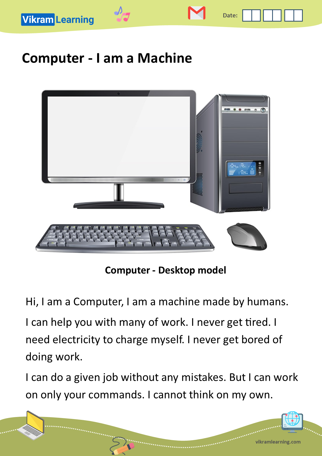 Download computer - a machine worksheets