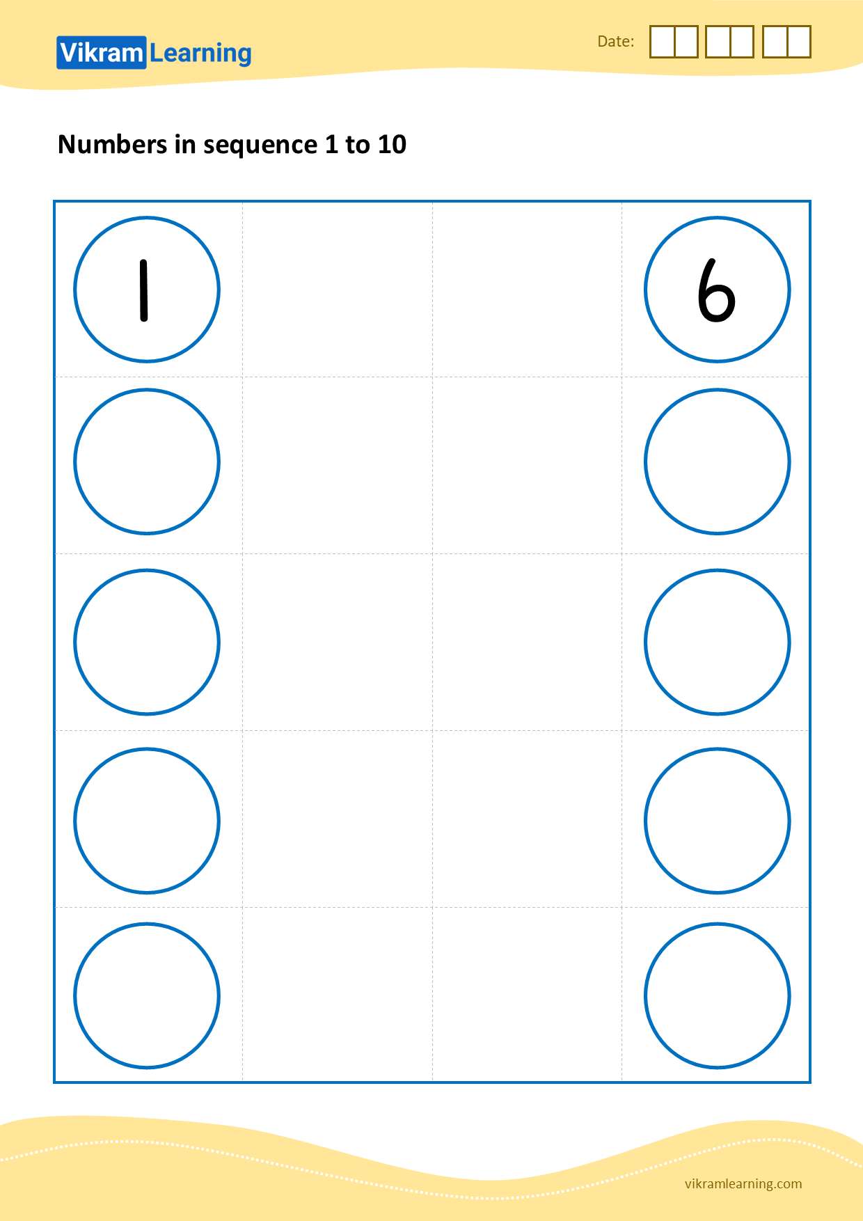Download numbers in sequence 1 to 10 - pattern 4 worksheets