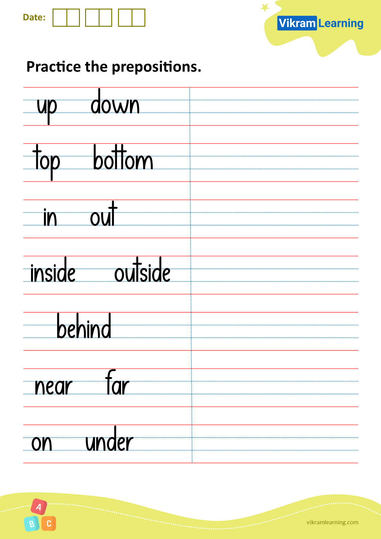 Download practice the prepositions worksheets