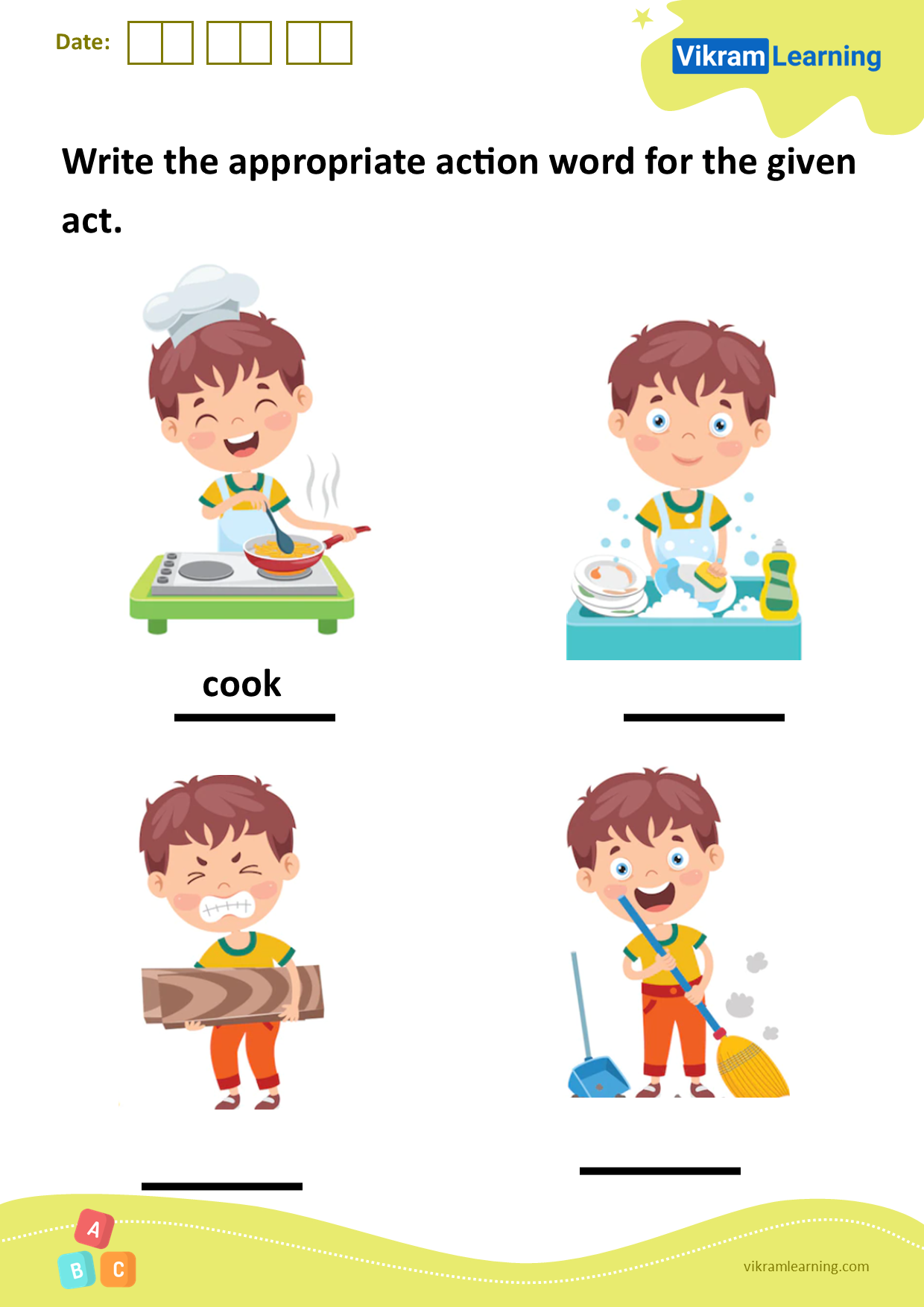 Download Write The Appropriate Action Word For The Given Act Worksheets 