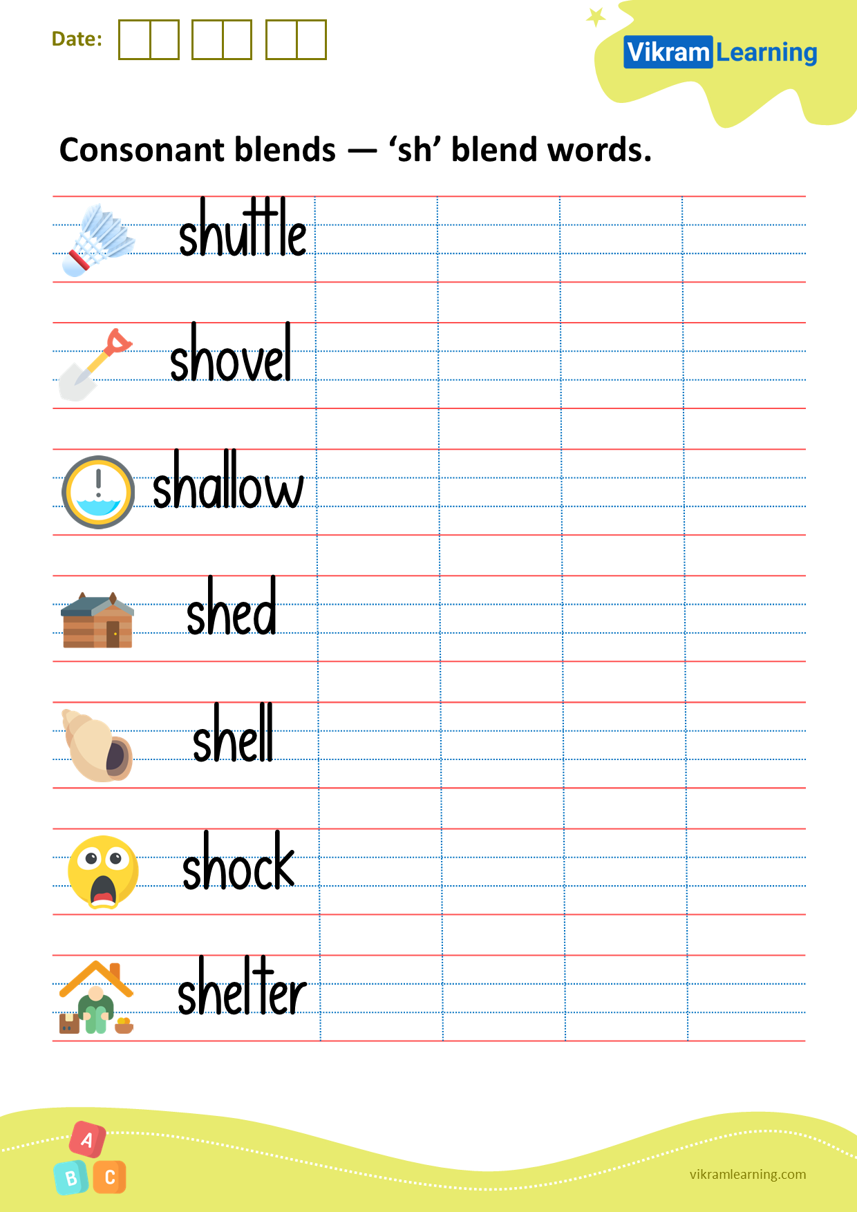 Download consonant blends — ‘sh’ blend words worksheets