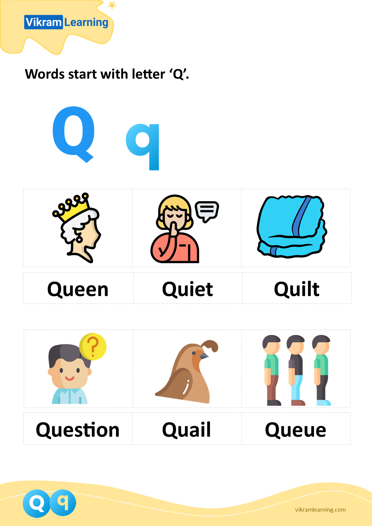 Download Words Start With Letter q Worksheets Vikramlearning