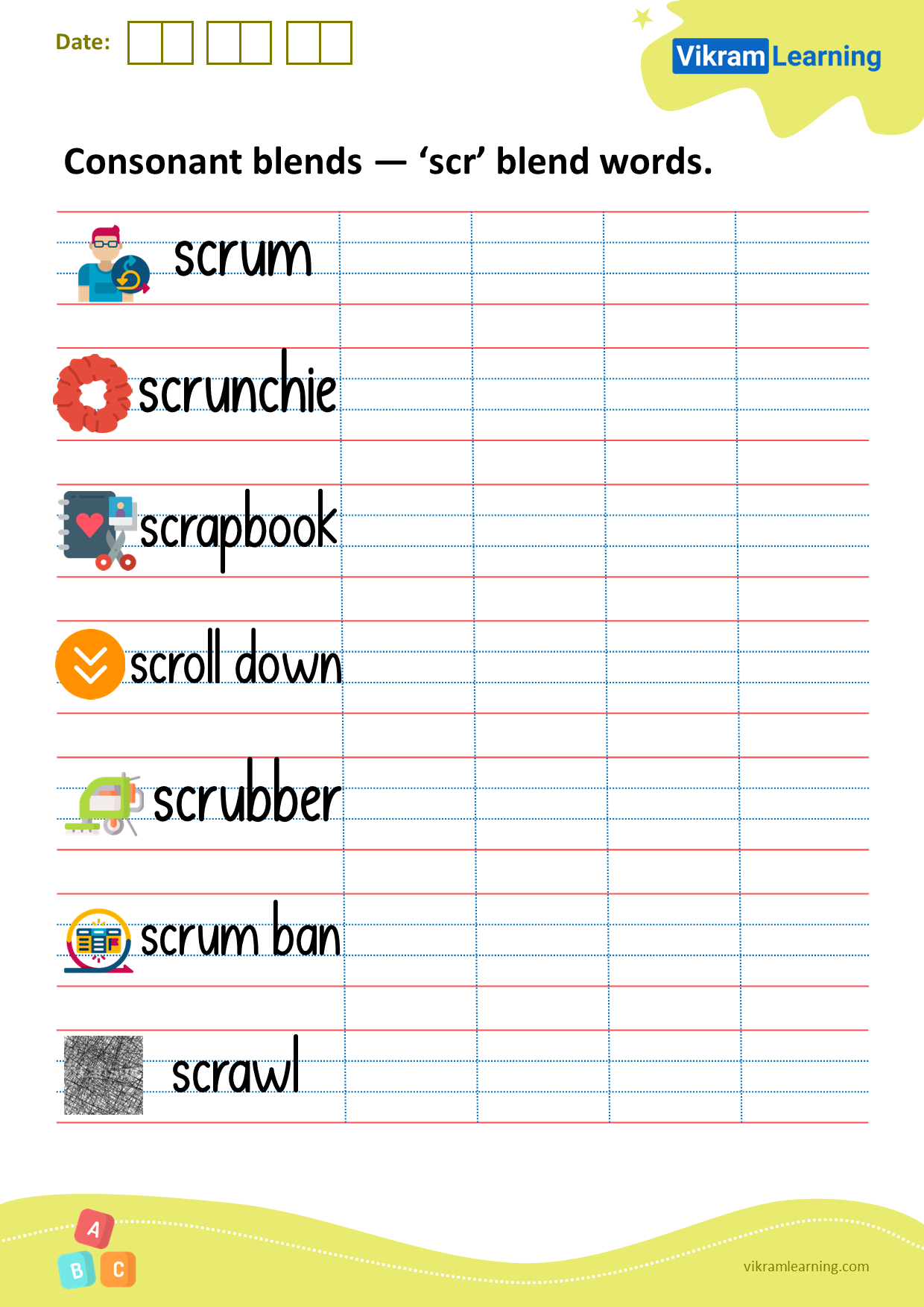 Download consonant blends — ‘scr’ blend words worksheets