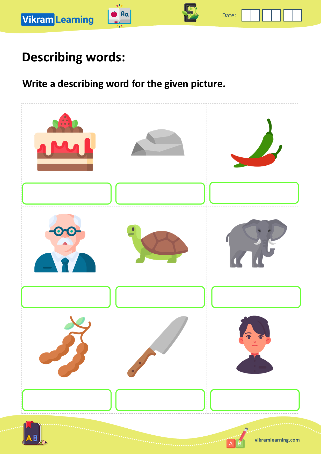 Download describing words: adjectives worksheets