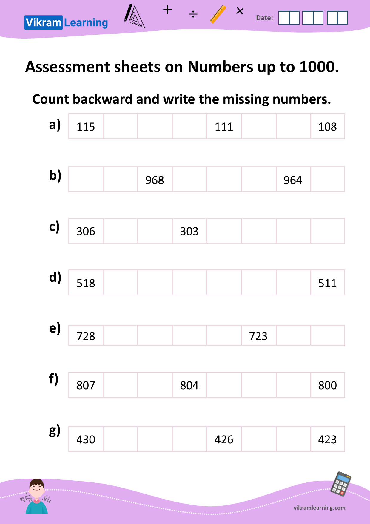 Download assessment worksheets numbers up to 1000 worksheets