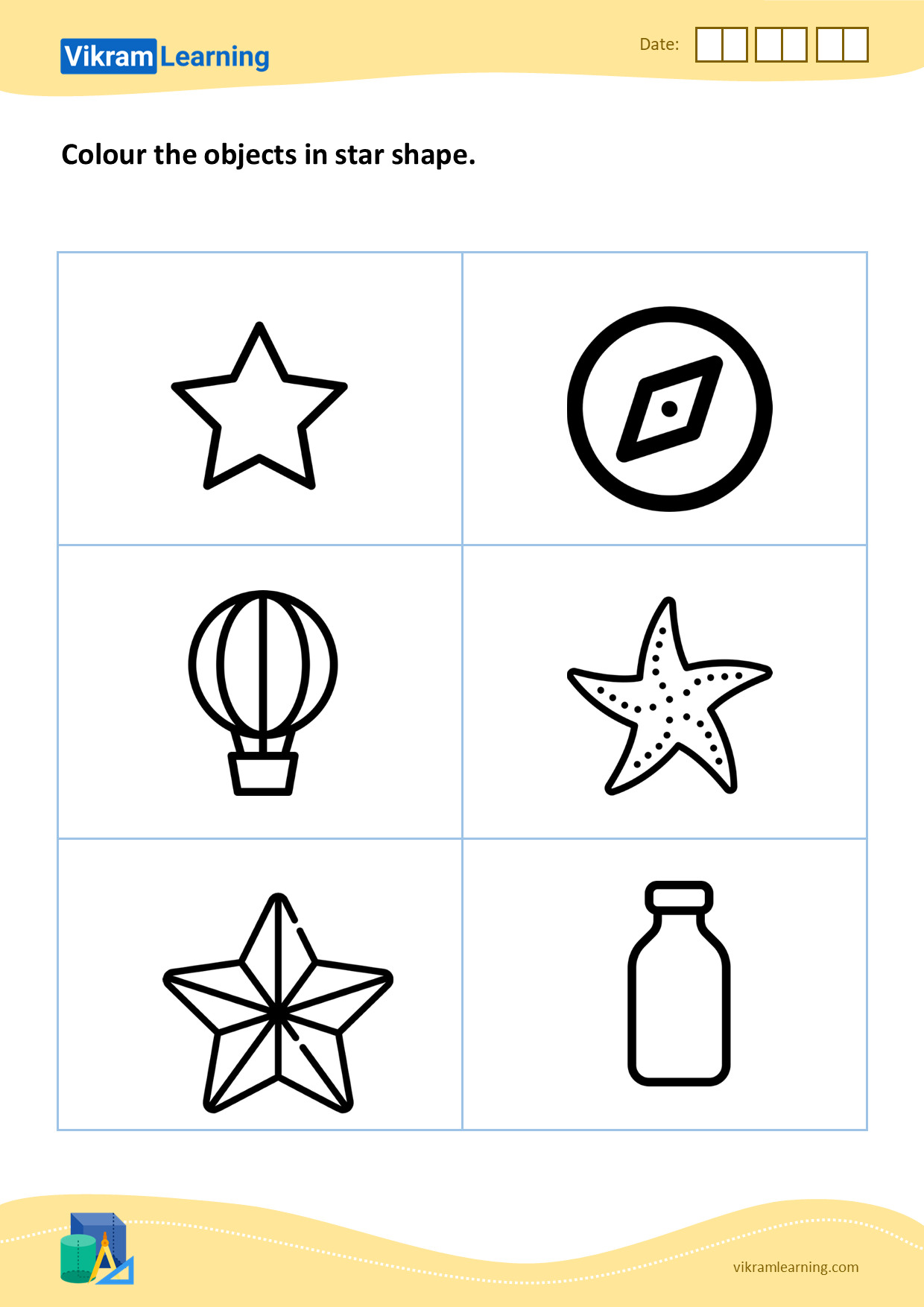 Colour the objects in star shape