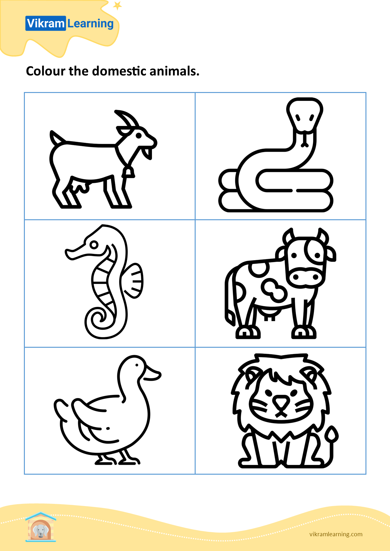 Download animal name worksheets for free 