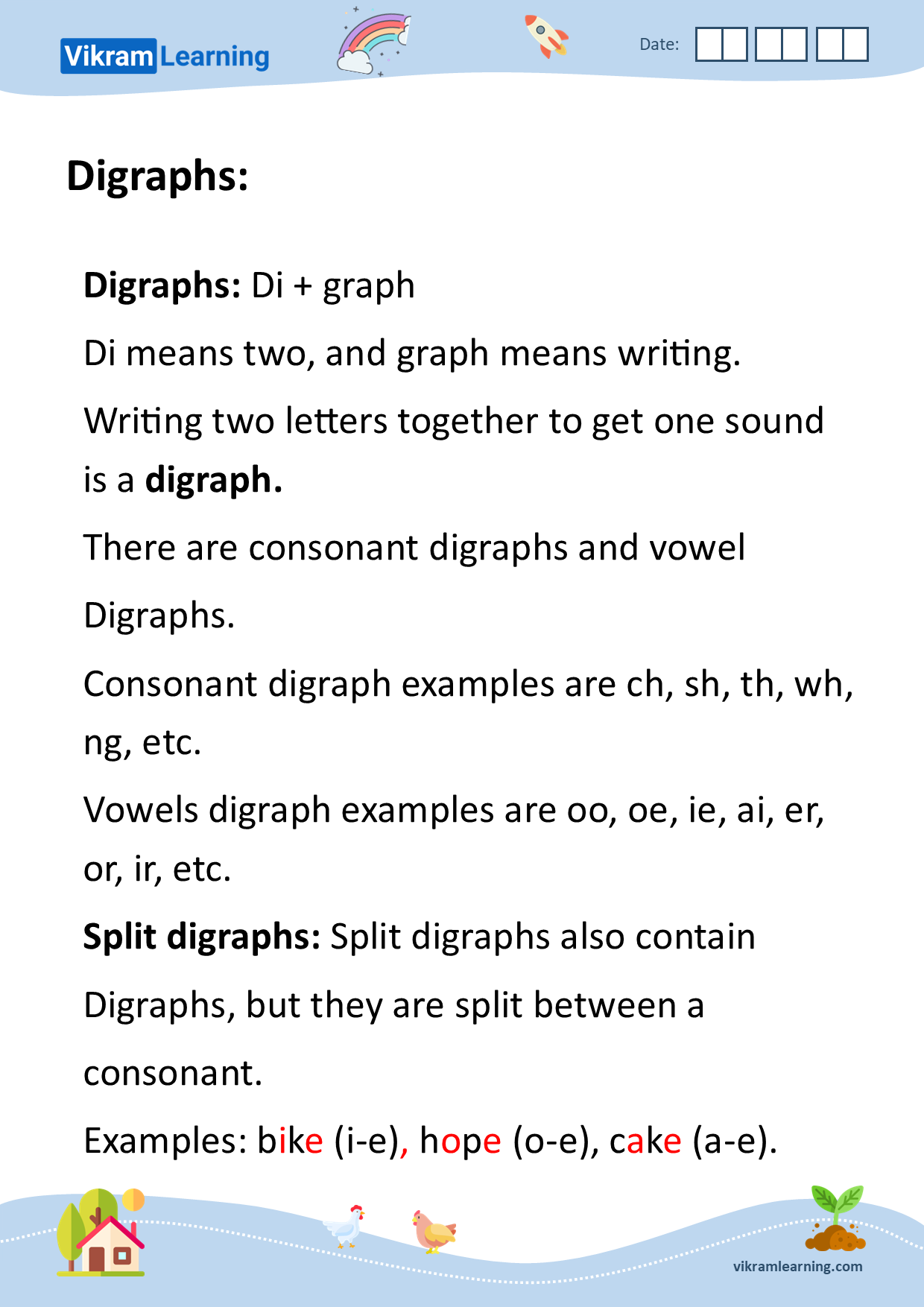 Download digraphs and split digraphs worksheets