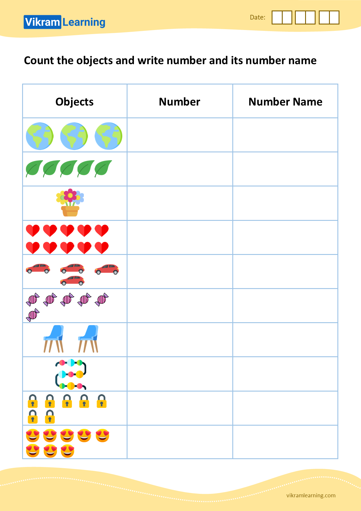 worksheet for number names