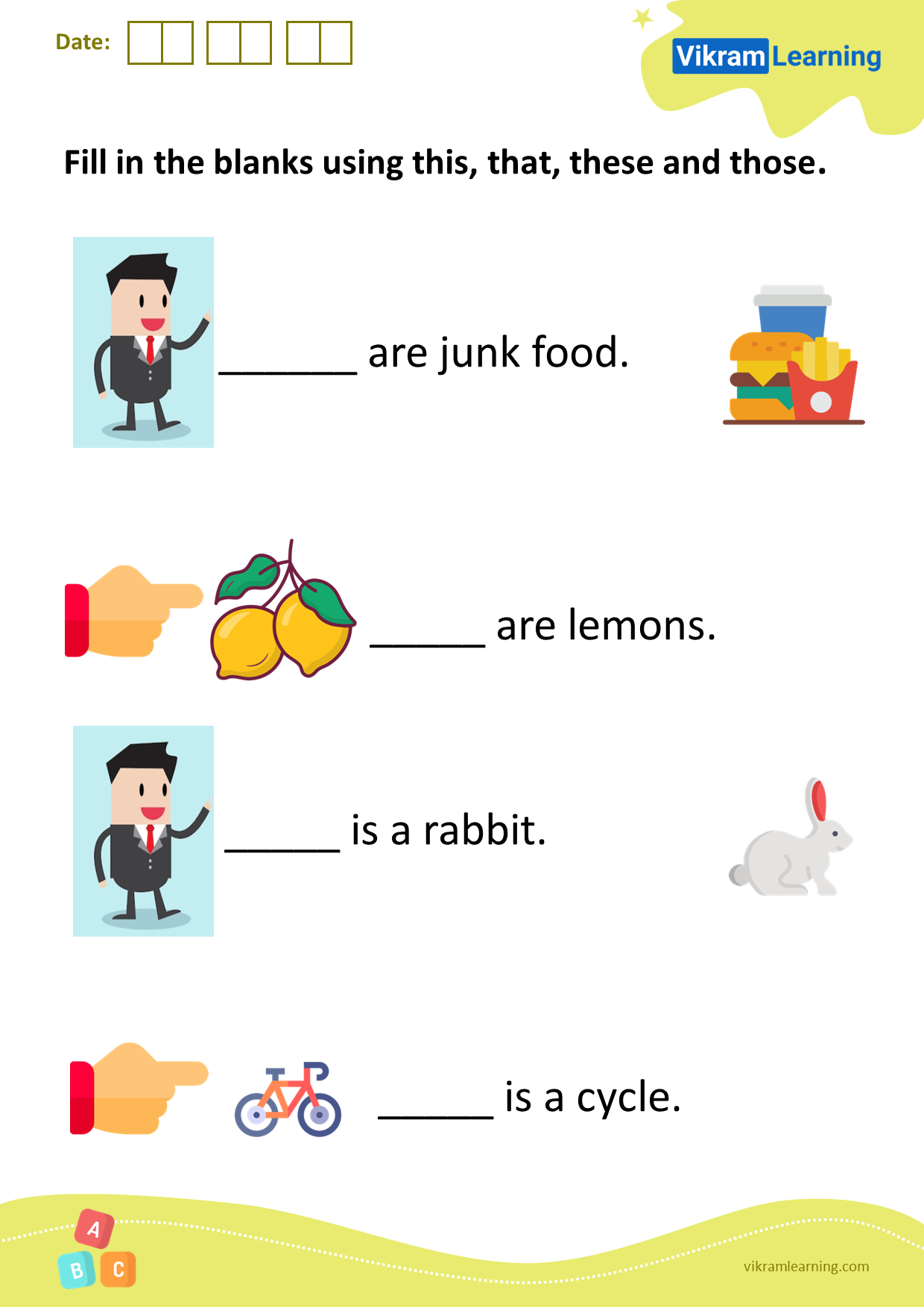Download Fill In The Blanks Using This That These And Those Worksheets Vikramlearning