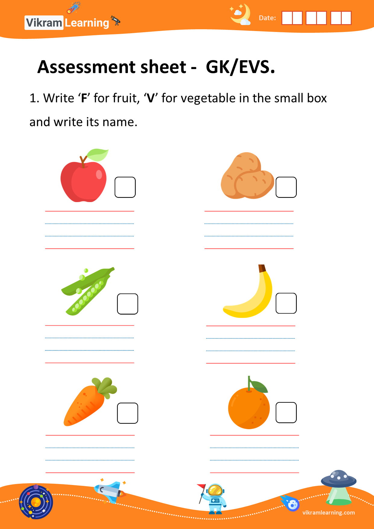 Download term -1 assessment sheet -  gk/evs. worksheets