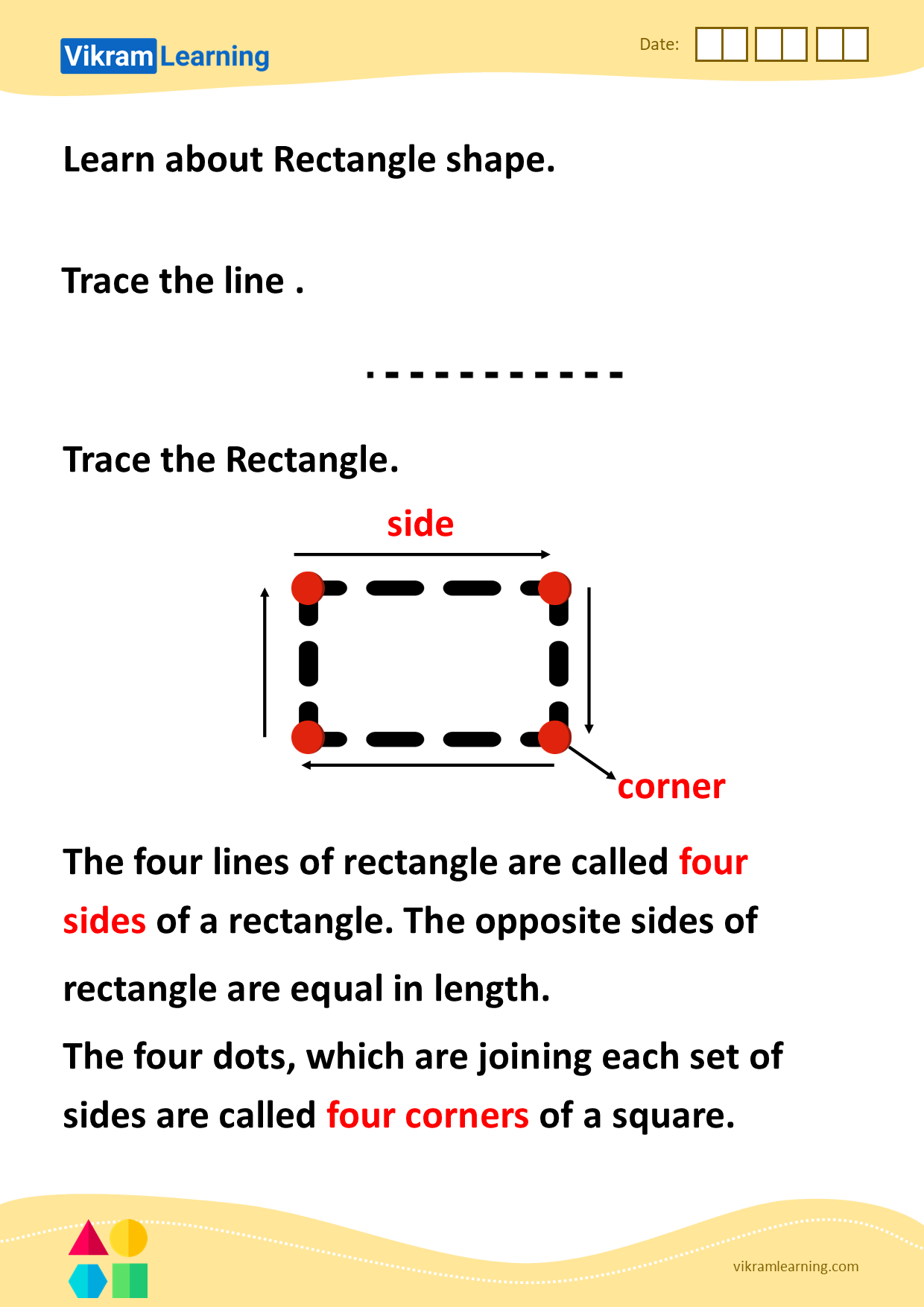 Download learn about rectangle shape worksheets