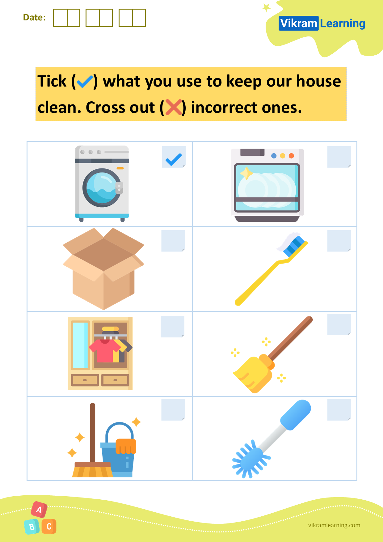 Download tick what you use to keep our house clean. cross out incorrect ones. worksheets