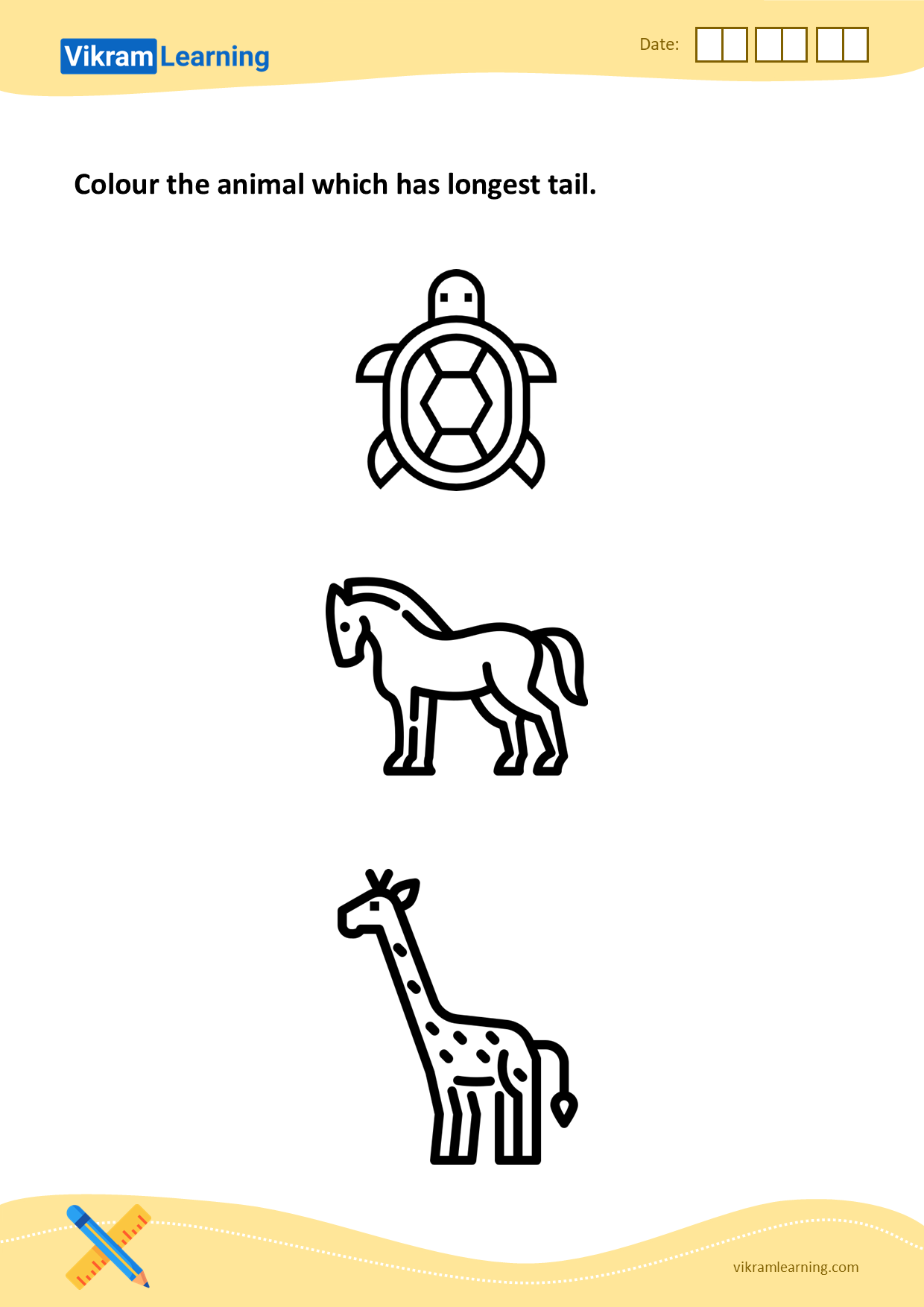 Download colour the animal which has longest tail worksheets