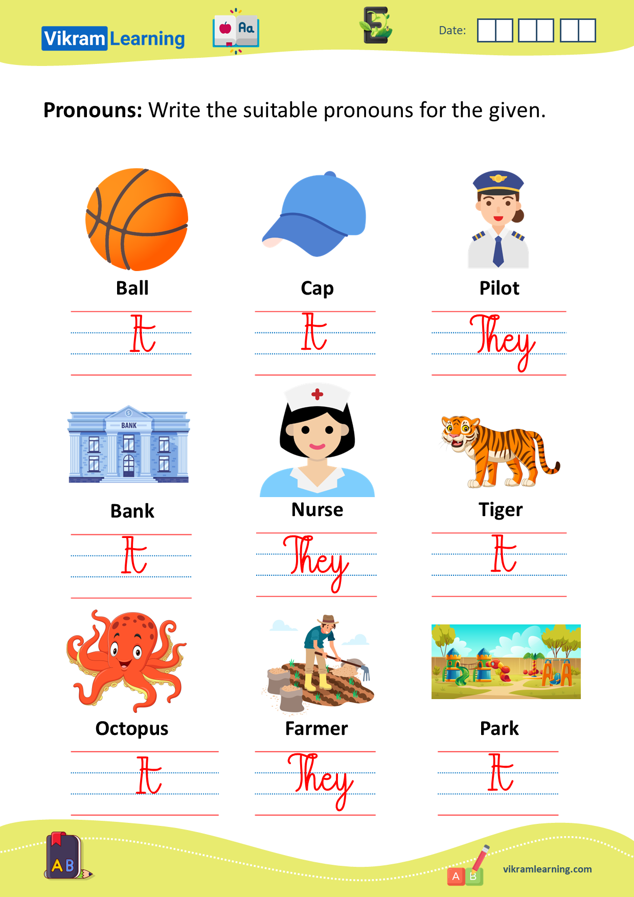 Download pronouns worksheets