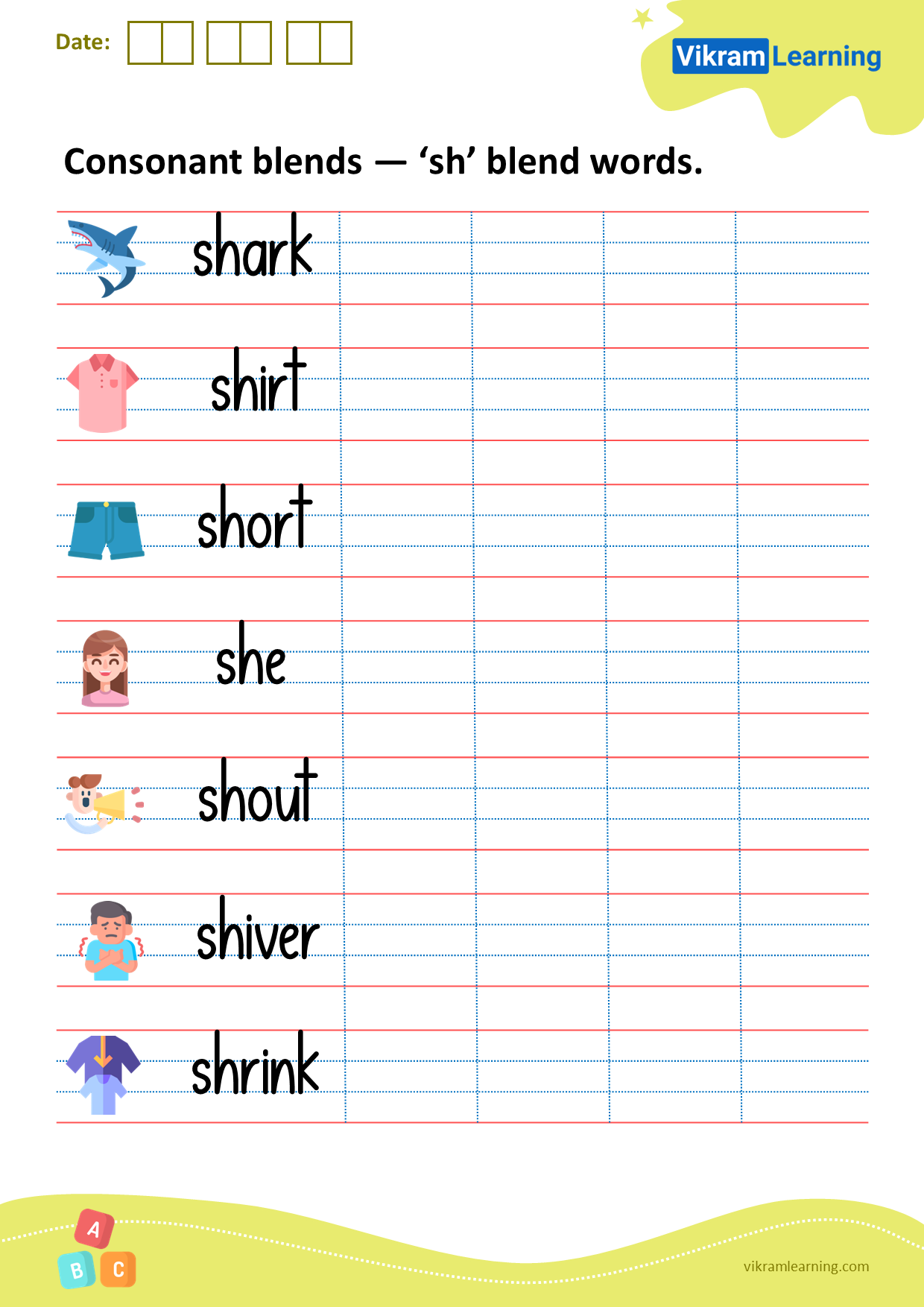 Download consonant blends — ‘sh’ blend words worksheets