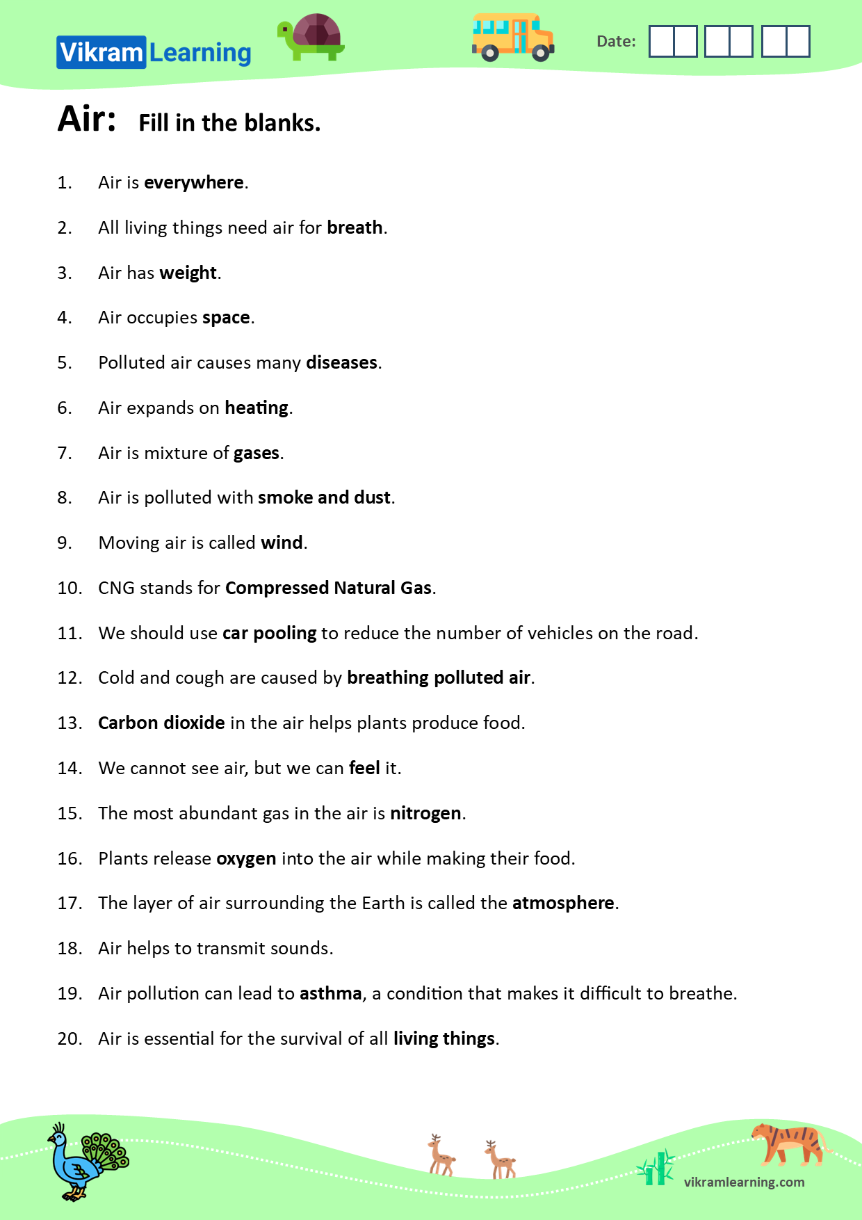 Download air, properties of air, air pollution, air pollution sources, airborne diseases, ways to reduce air pollution pdf worksheets and image worksheets, free to download worksheets