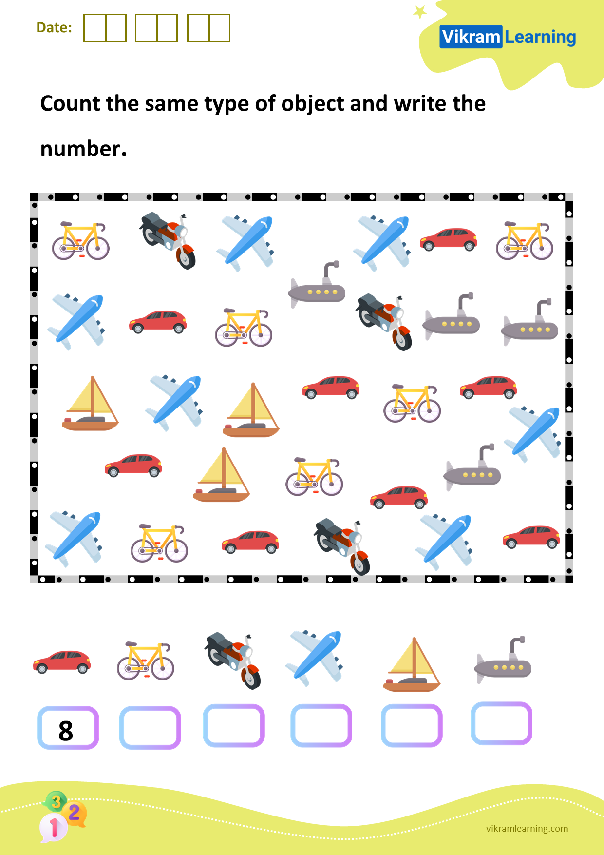 Download count the same type of object and write the number worksheets