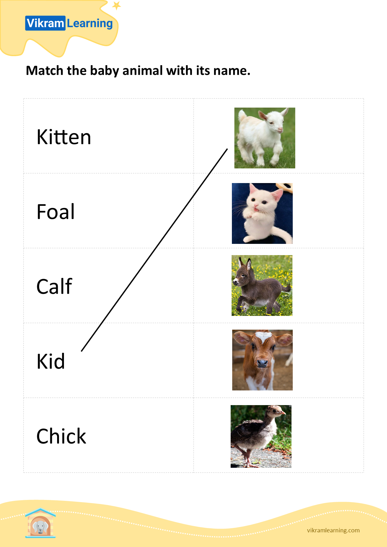 Download match the baby animal with its name worksheets