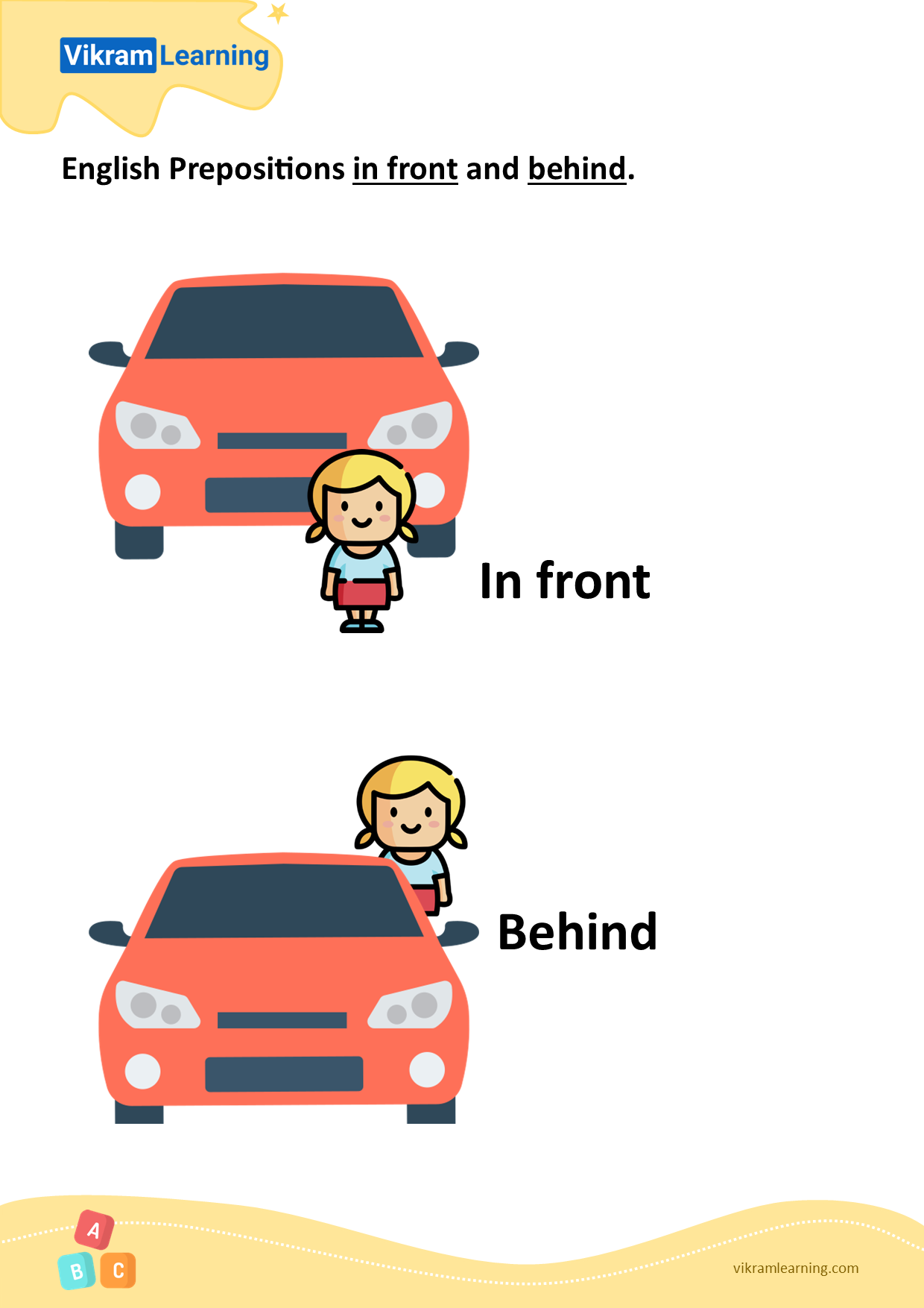 Download prepositions in front and behind worksheets