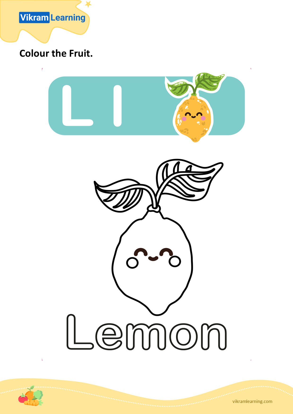 Download colour the fruit - lemon worksheets