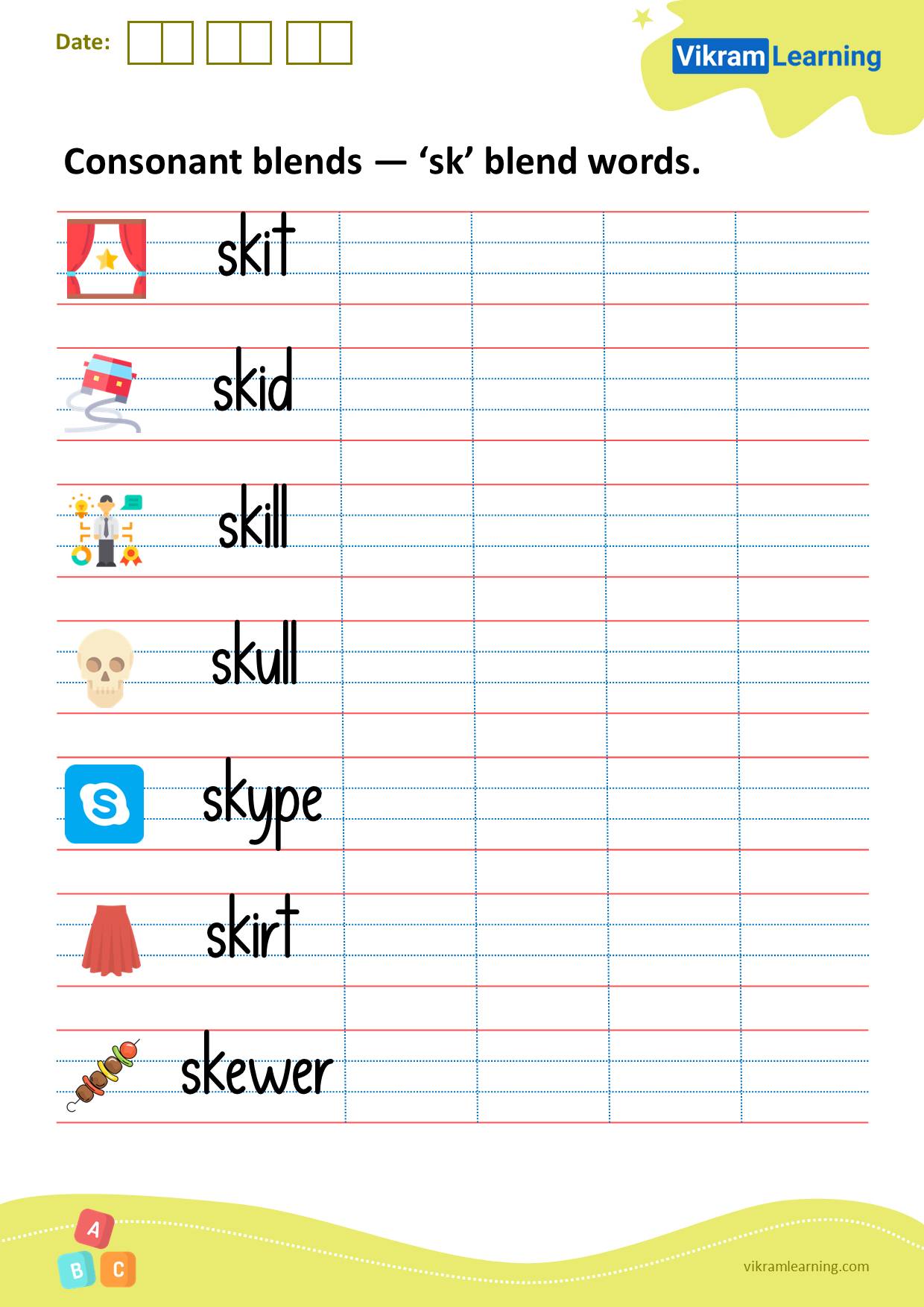 Download consonant blends — ‘sk’ blend words worksheets