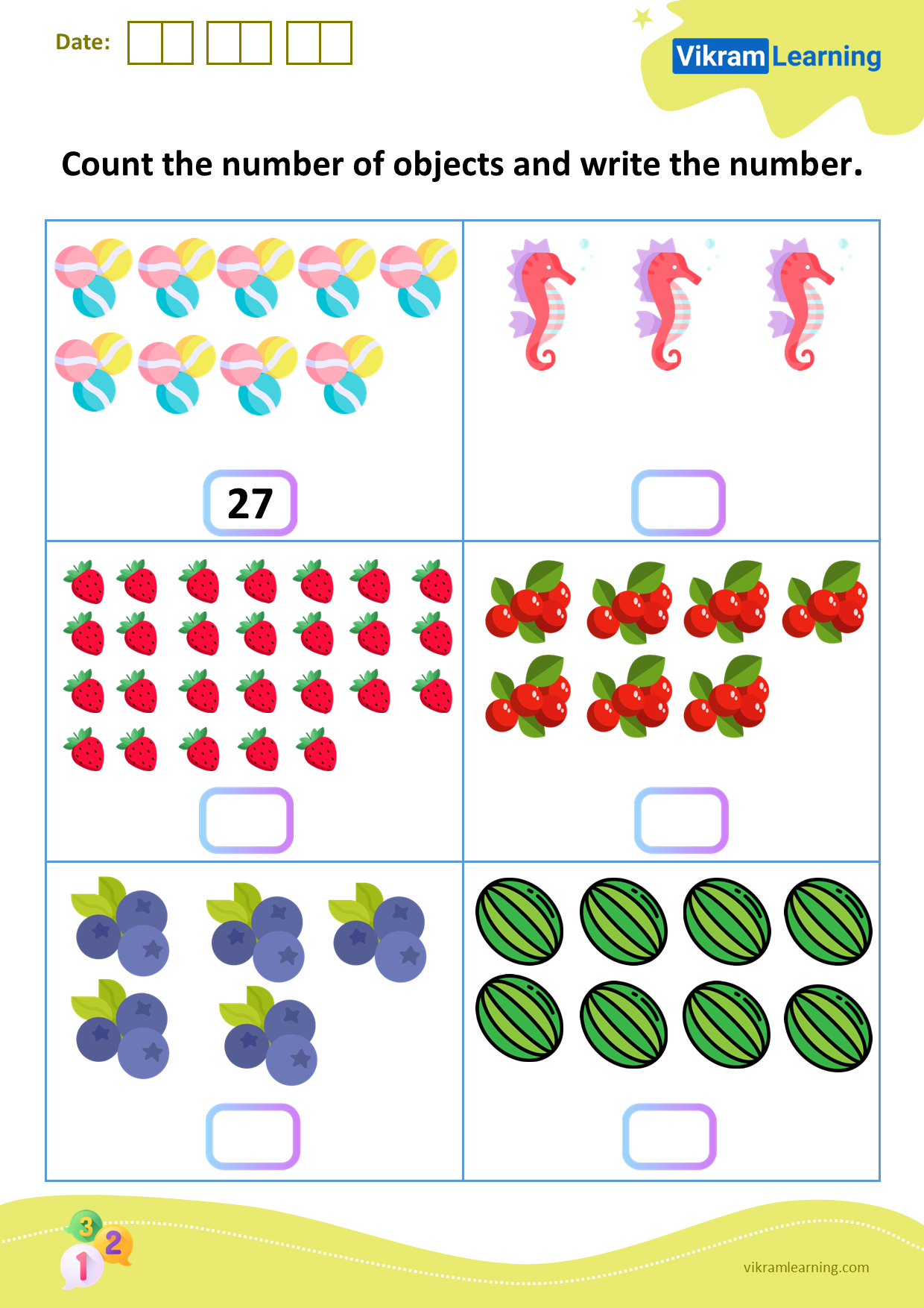 Download count the number of objects and write the number worksheets