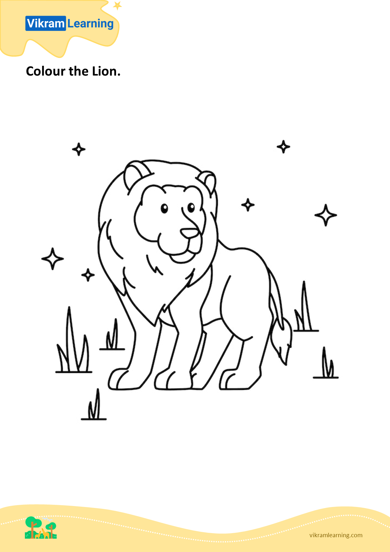 Download colour the lion worksheets