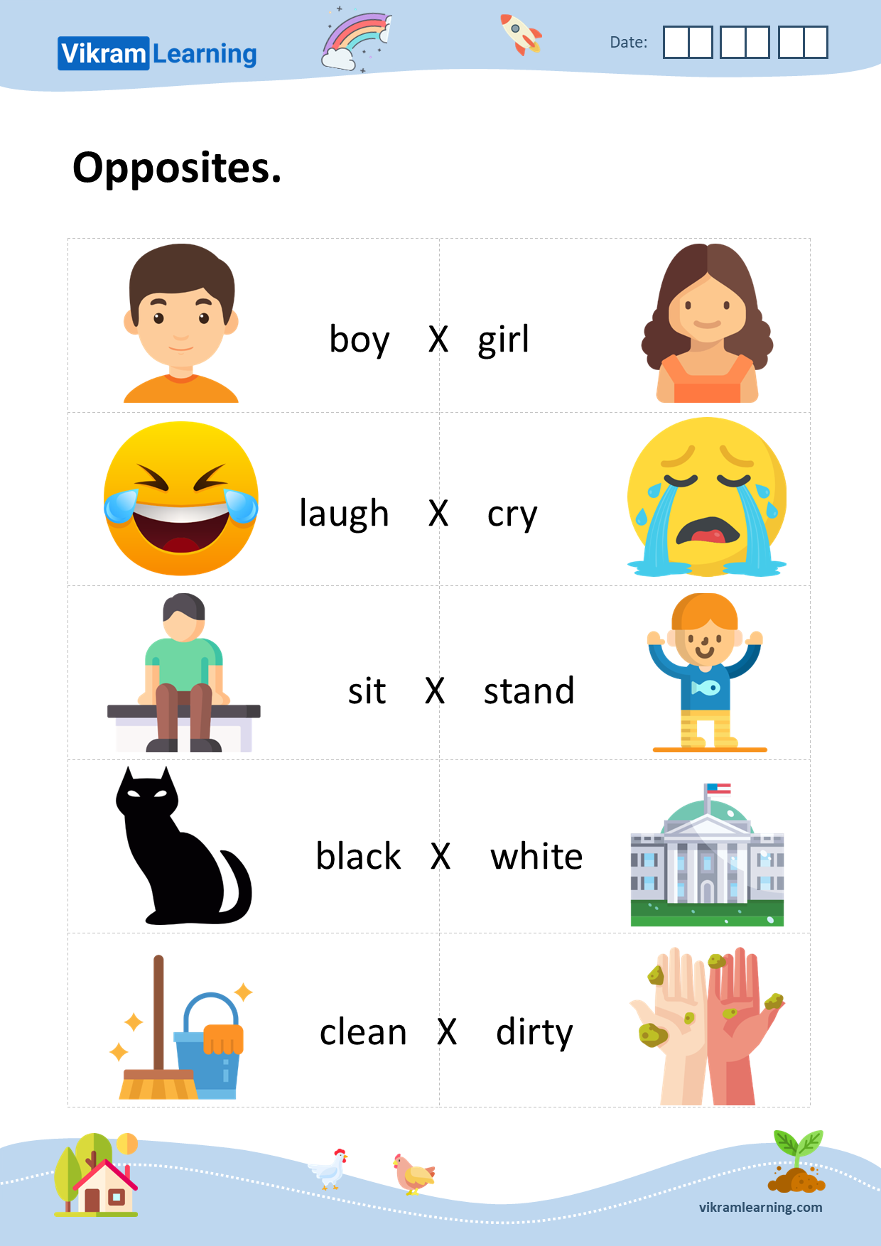 Download opposites worksheets | vikramlearning.com