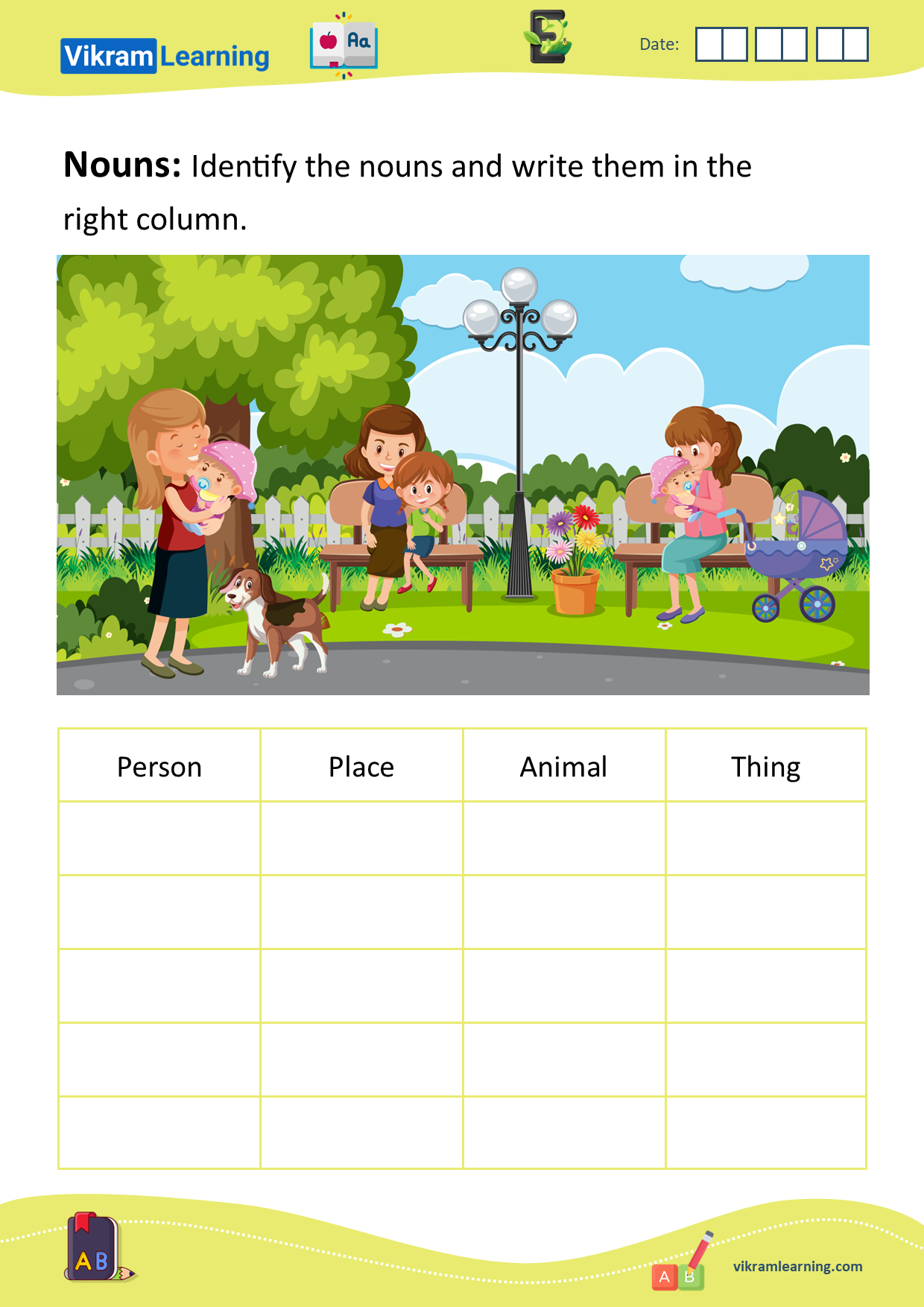 Download nouns - naming words worksheets | vikramlearning.com