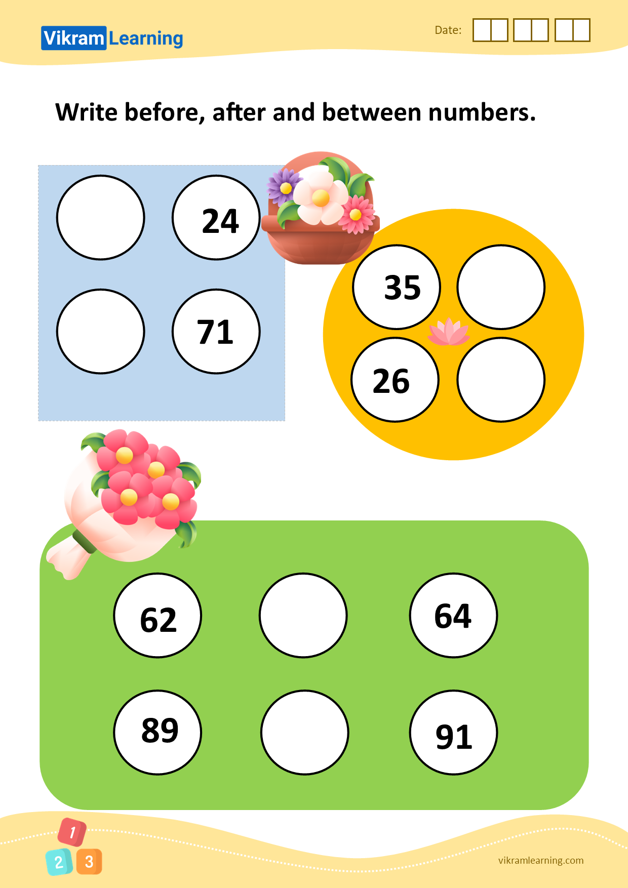Download Write Before After And Between Numbers Worksheets 