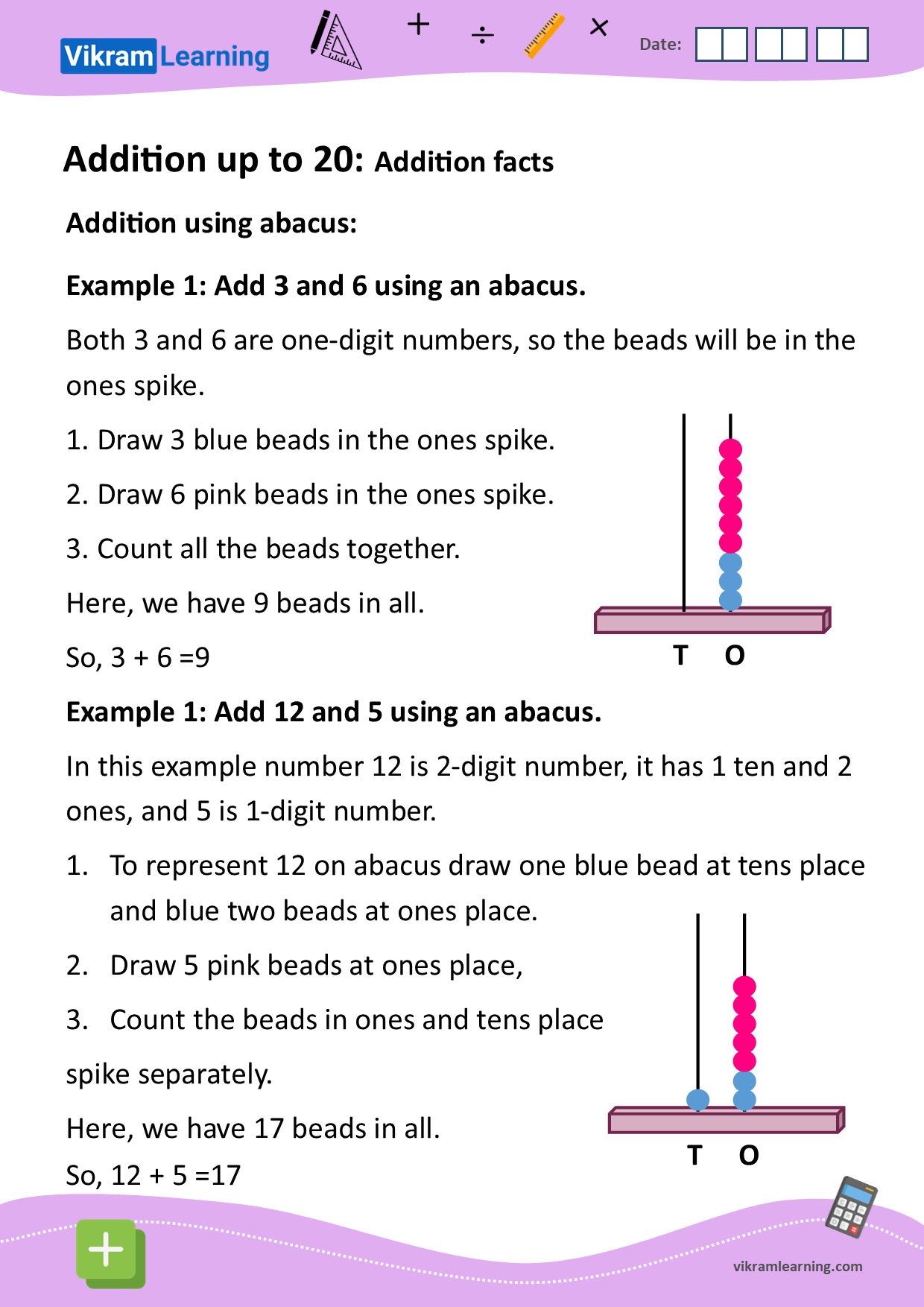 Download addition up to 20 using abacus worksheets