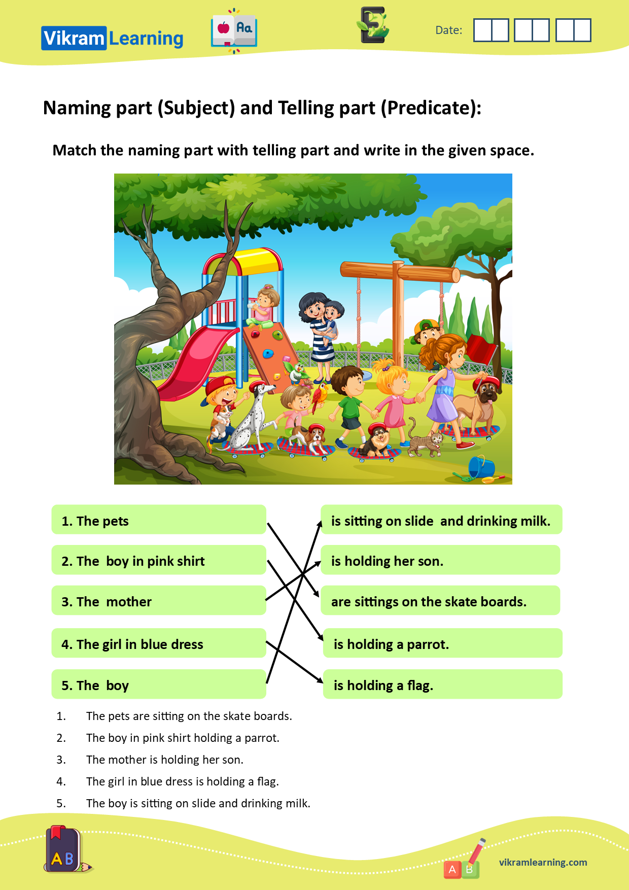 Download naming part (subject) and telling part (predicate) worksheets, subject and predicate worksheets worksheets