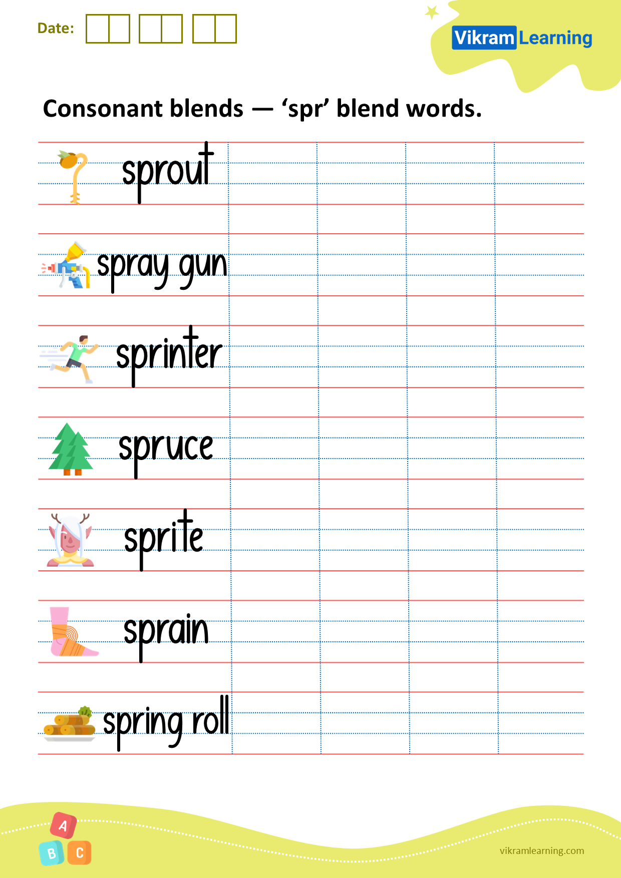 Download consonant blends — ‘spr’ blend words worksheets