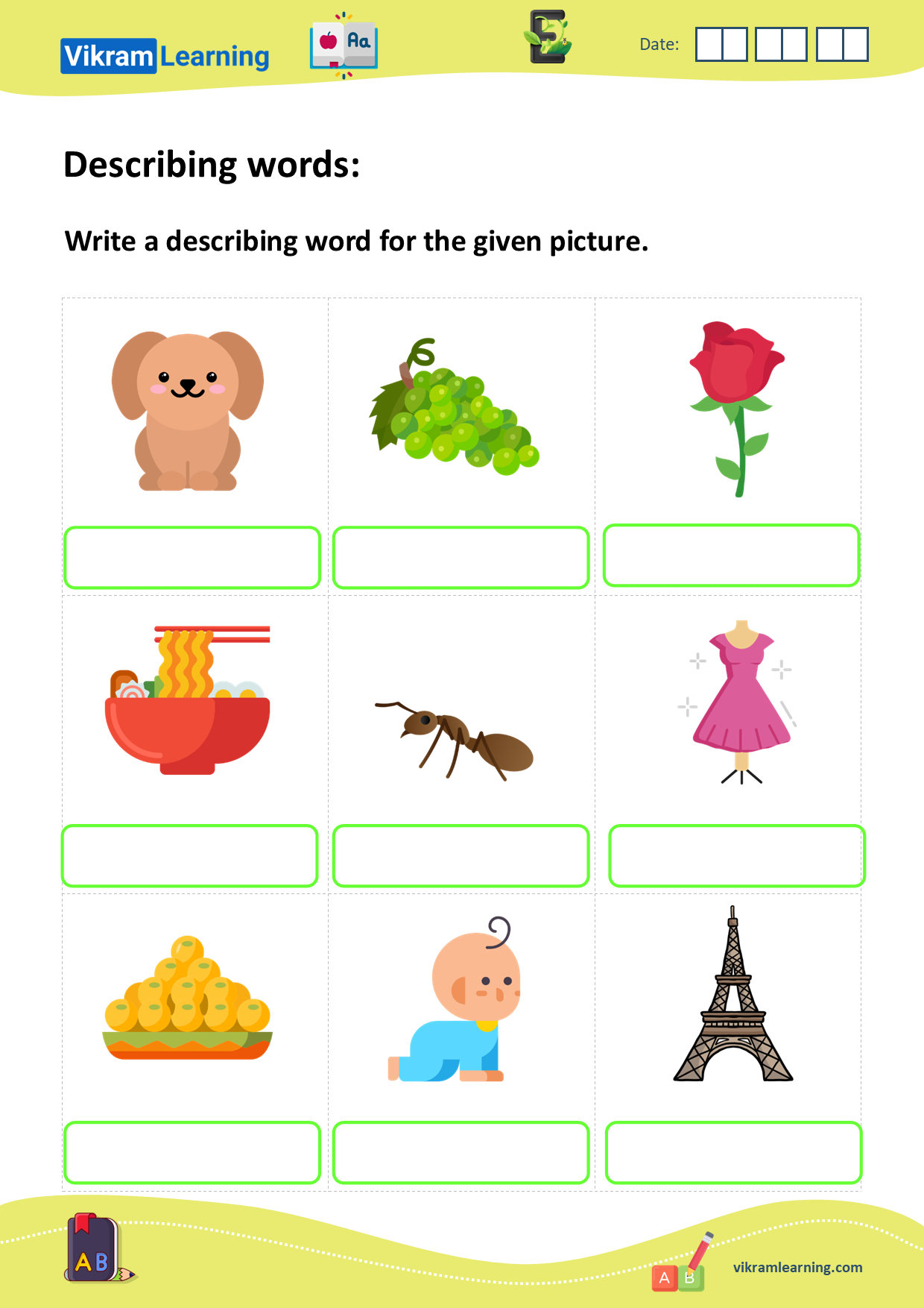 Download describing words: adjectives worksheets