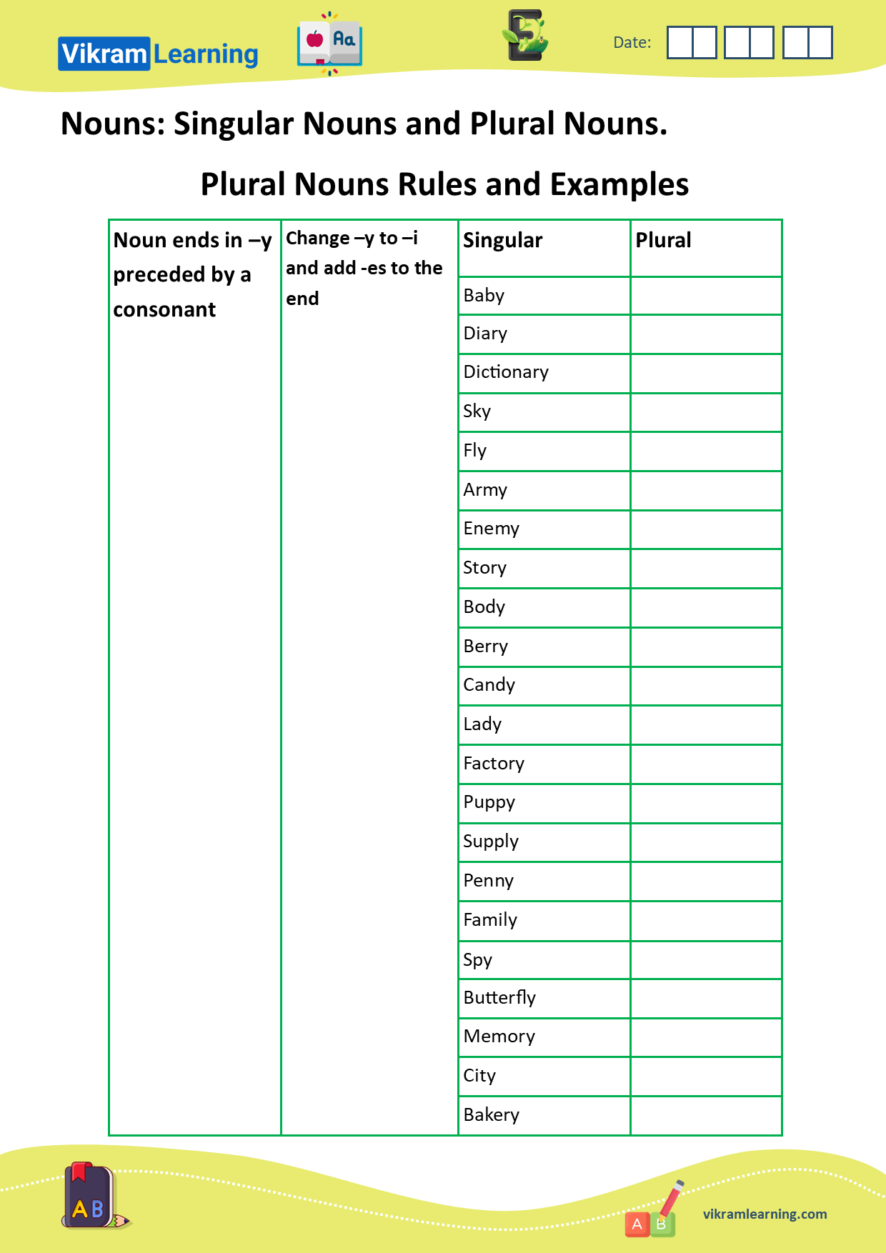 Download singular nouns and plural nouns, plural rules for words ending ...