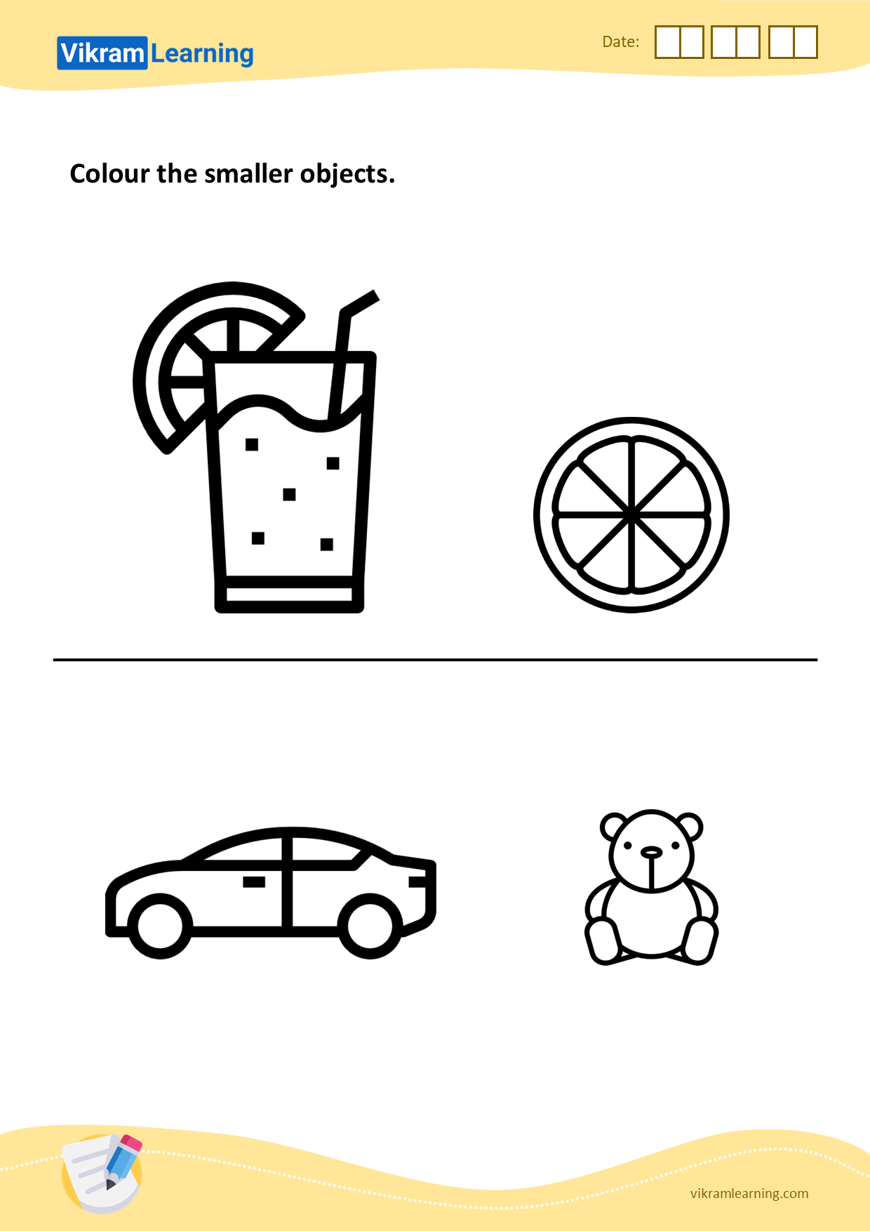 Download colour the smaller objects worksheets