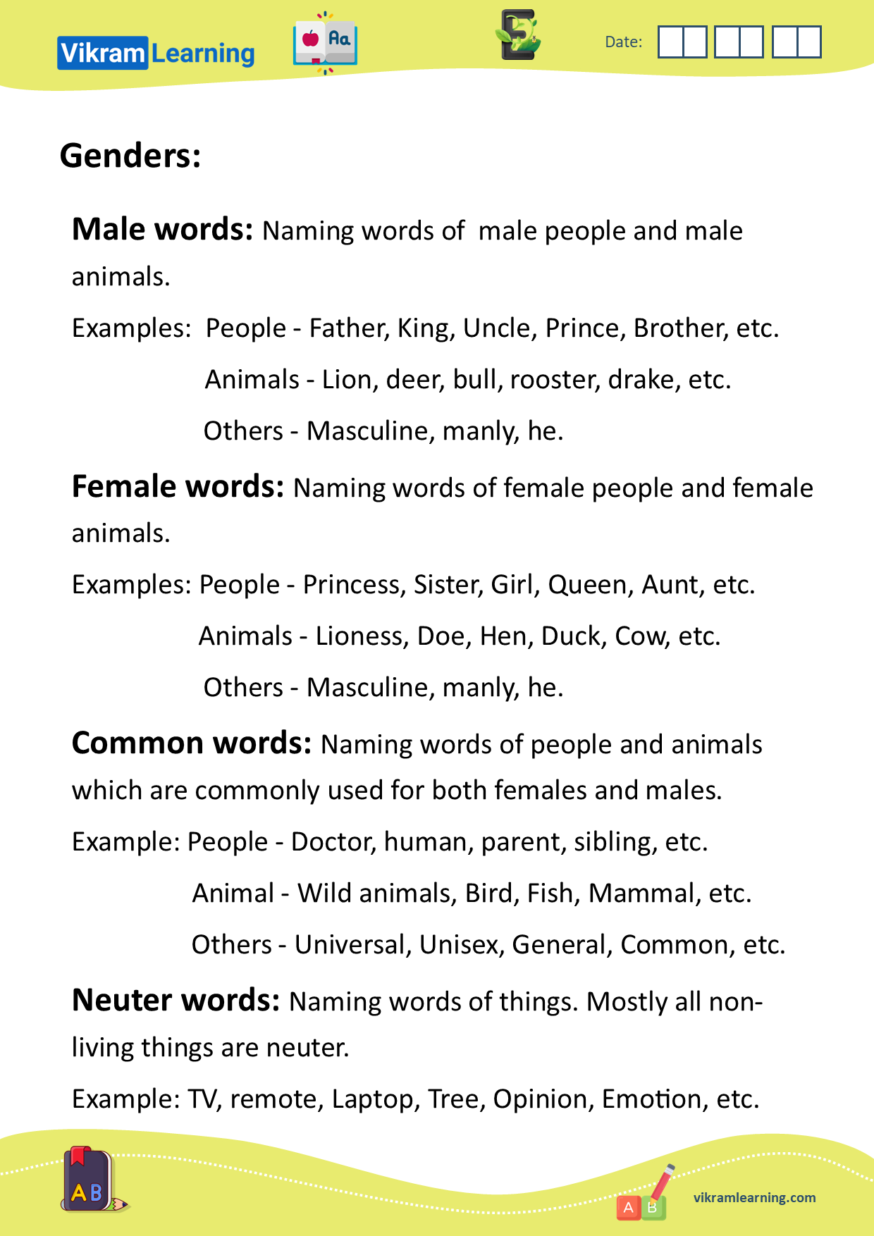 Download genders- male, female, common, neuter worksheets for free ...