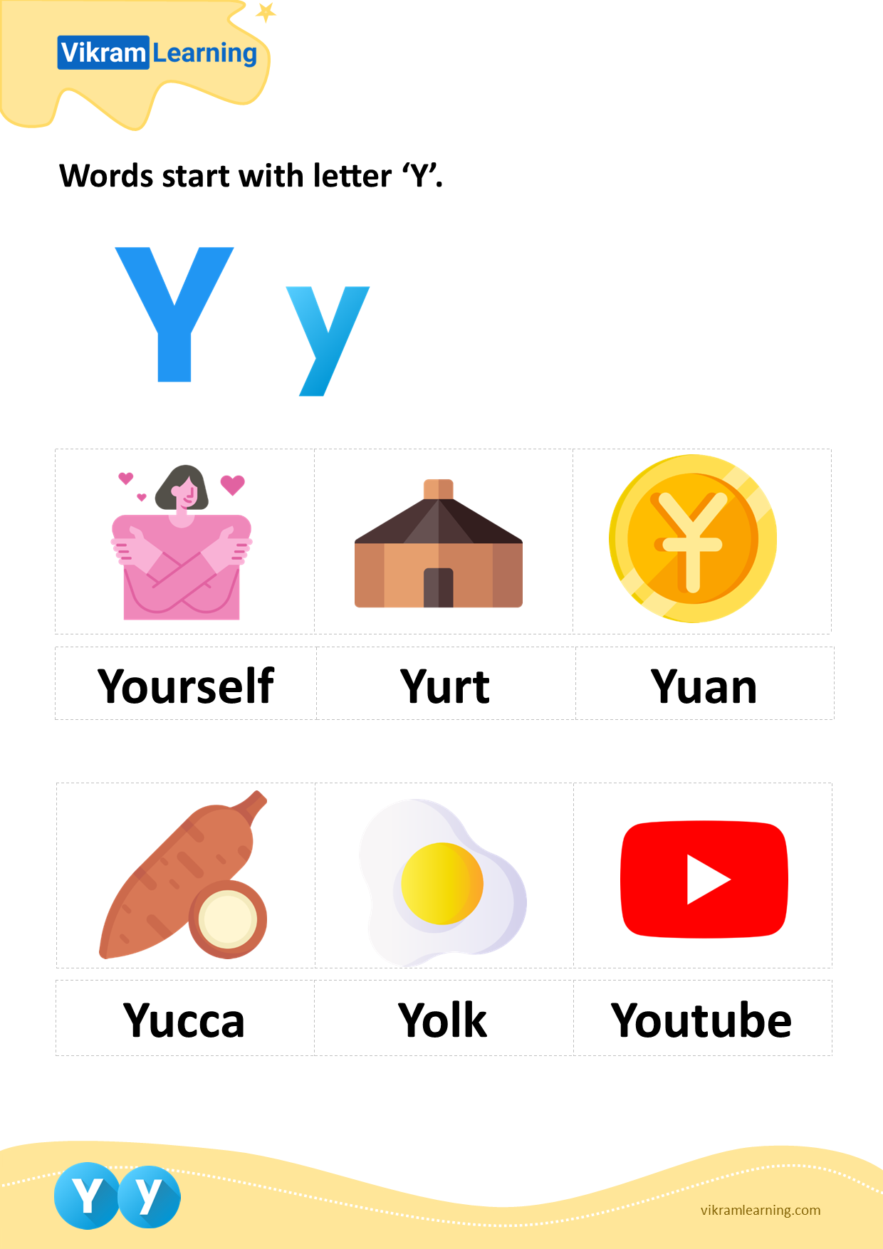 Download Words Start With Letter y Worksheets Vikramlearning