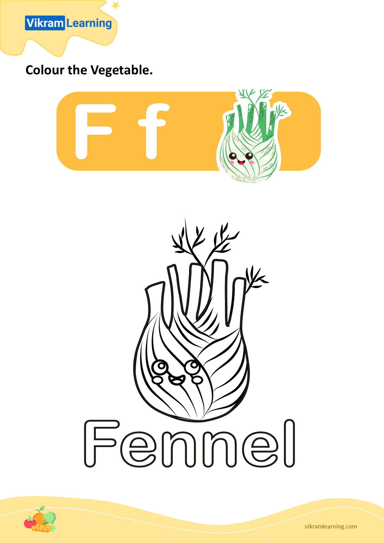 Download colour the vegetable - fennel worksheets