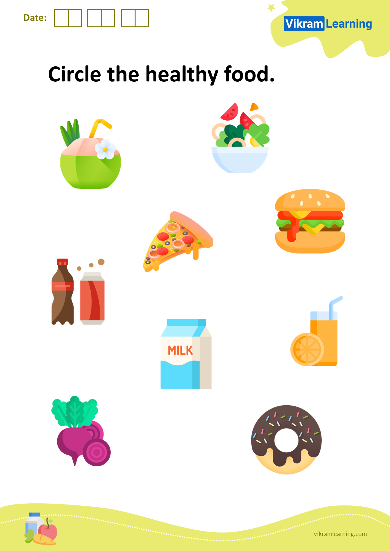 Download circle the healthy food. worksheets