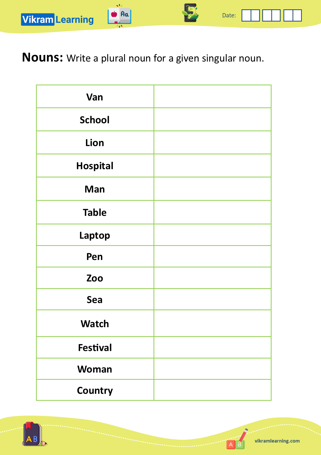 Download nouns - naming words worksheets