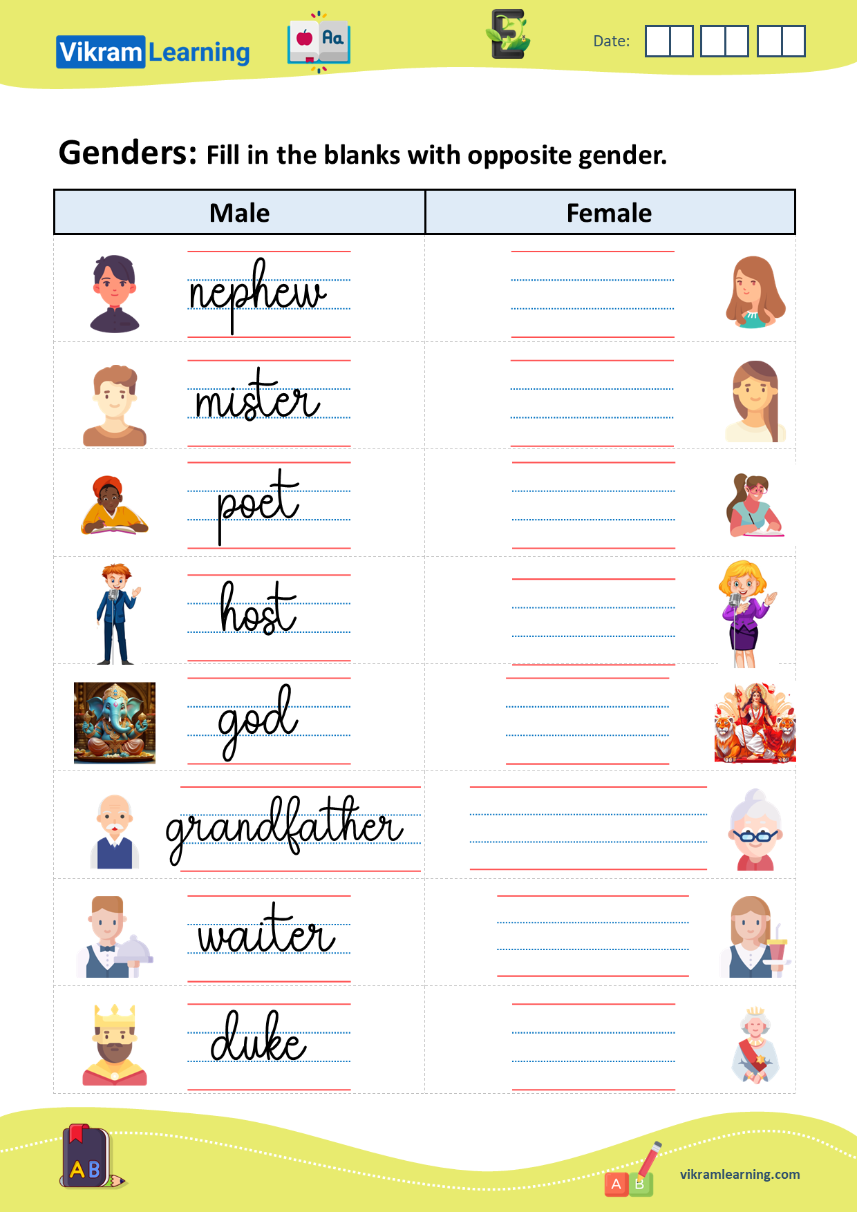 Download genders- male, female, common, neuter worksheets ...