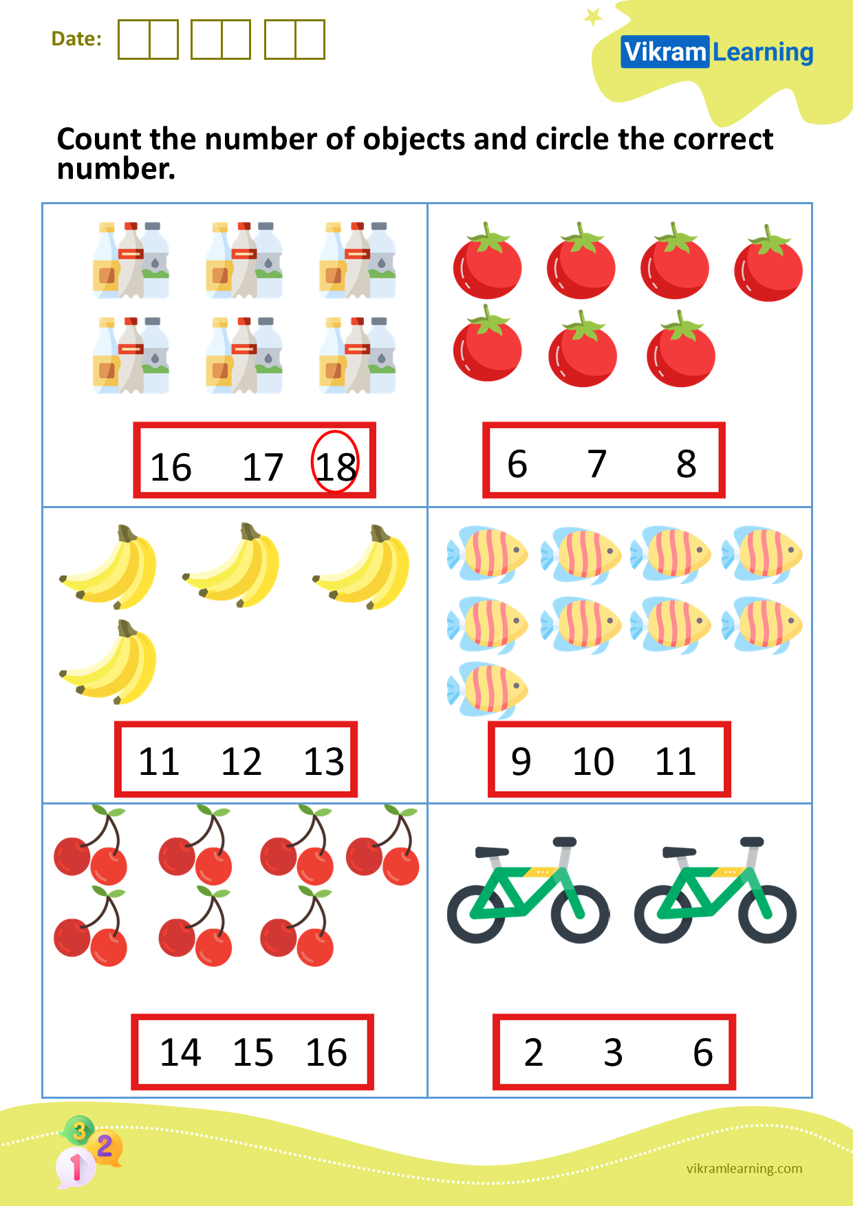 Download count the number of objects and circle the correct number worksheets