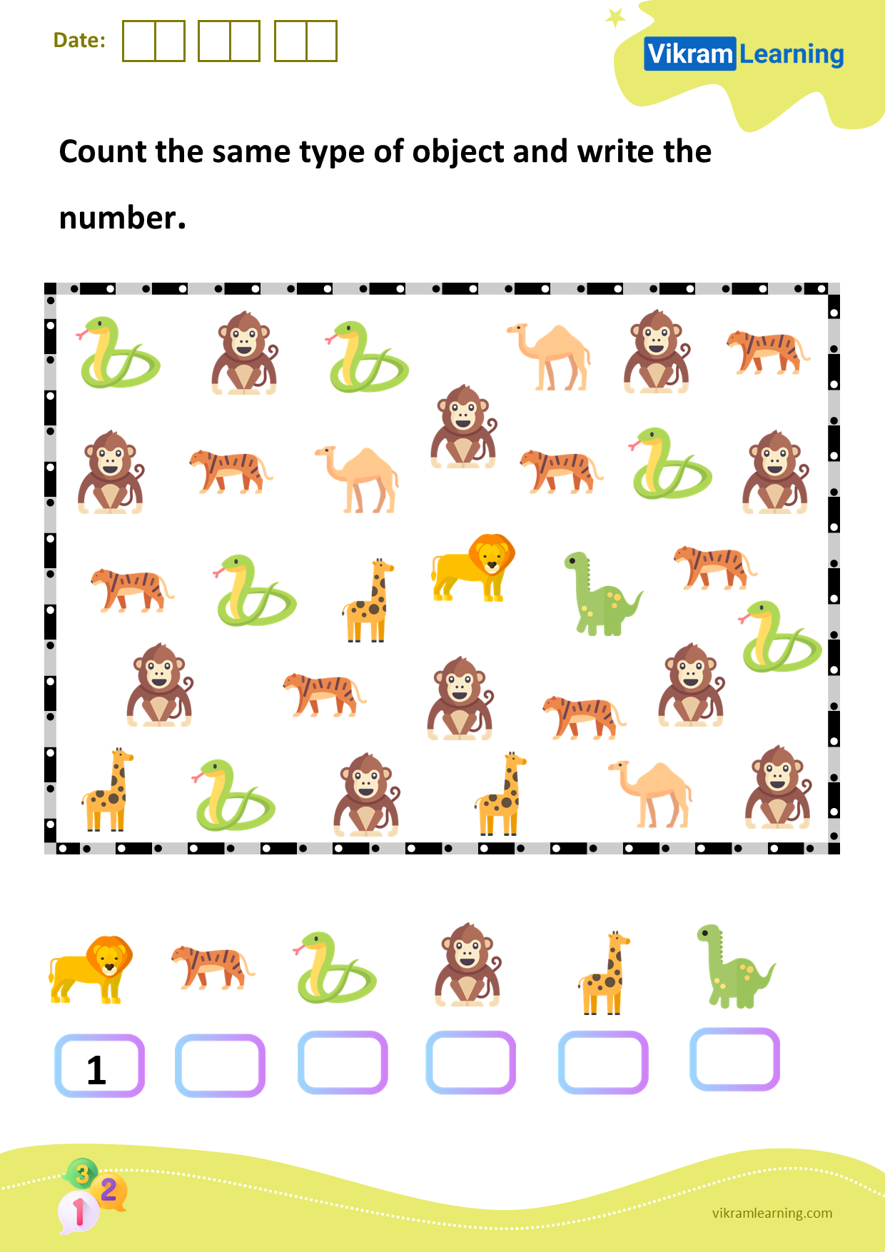 Download count the same type of object and write the number worksheets