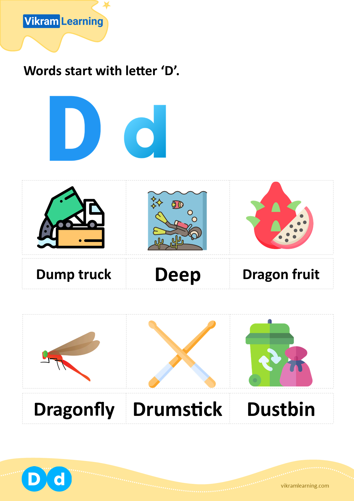 Download Words Start With Letter d Worksheets Vikramlearning