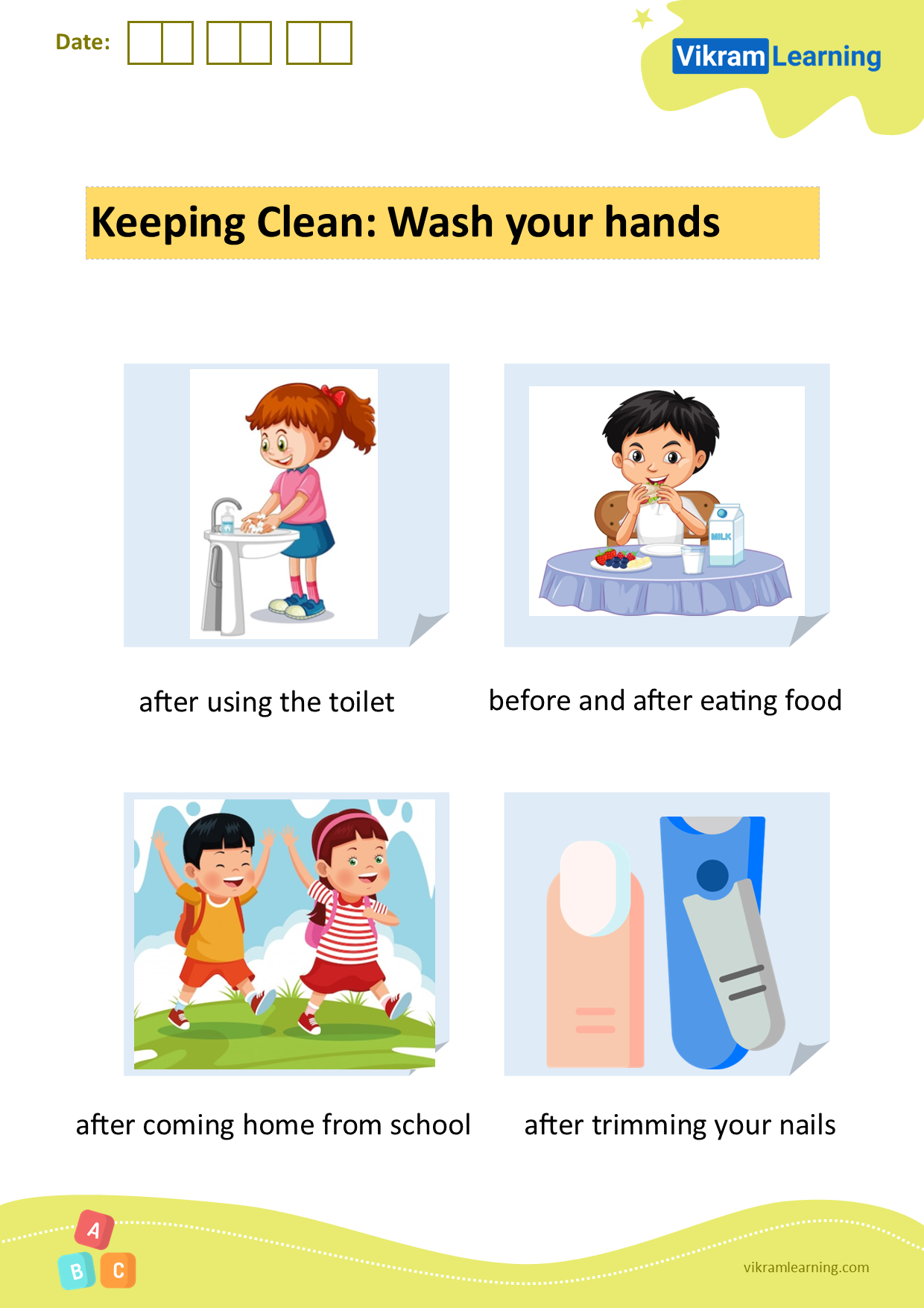 Download keeping clean: wash your hands worksheets